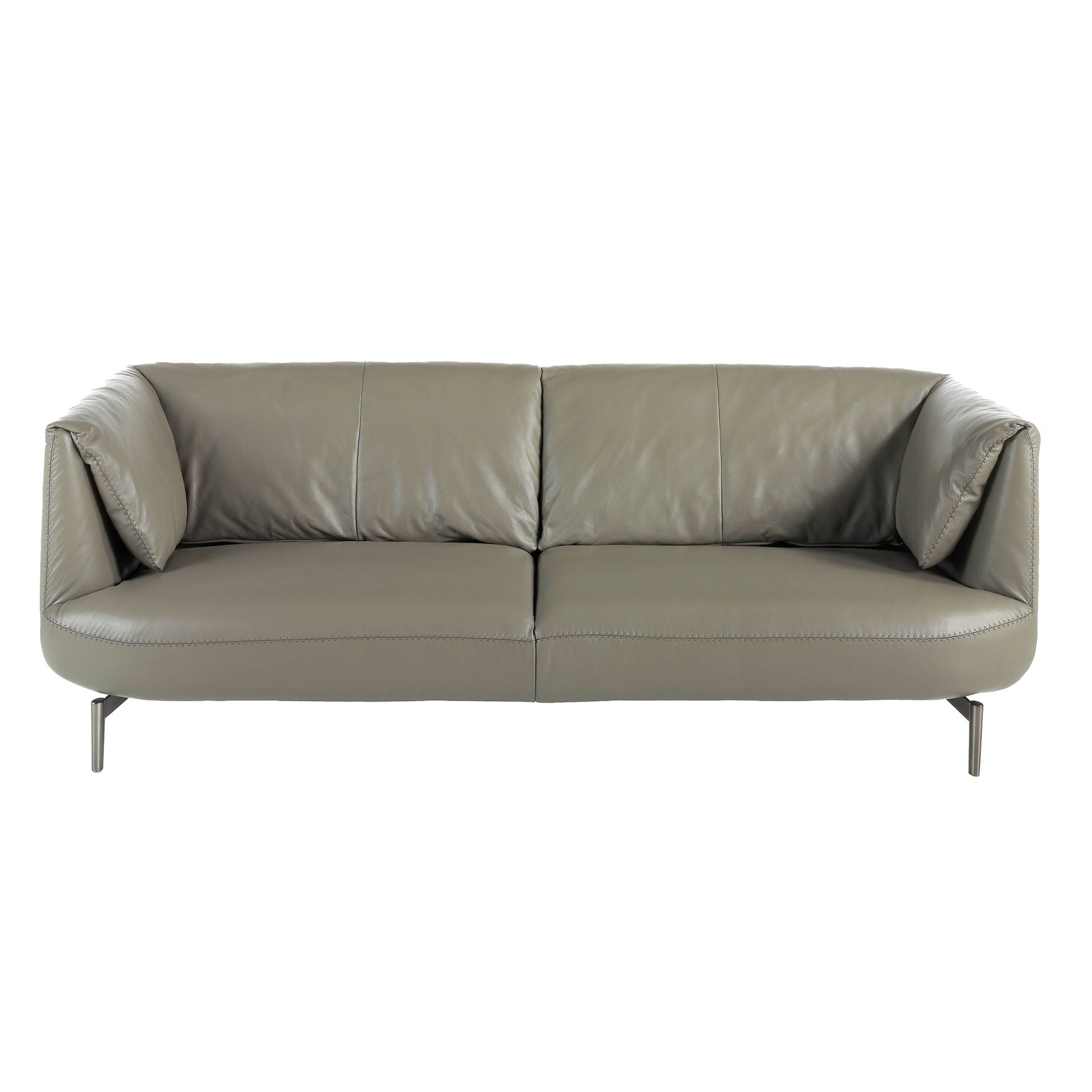 Grey leather 3 seater sofa
