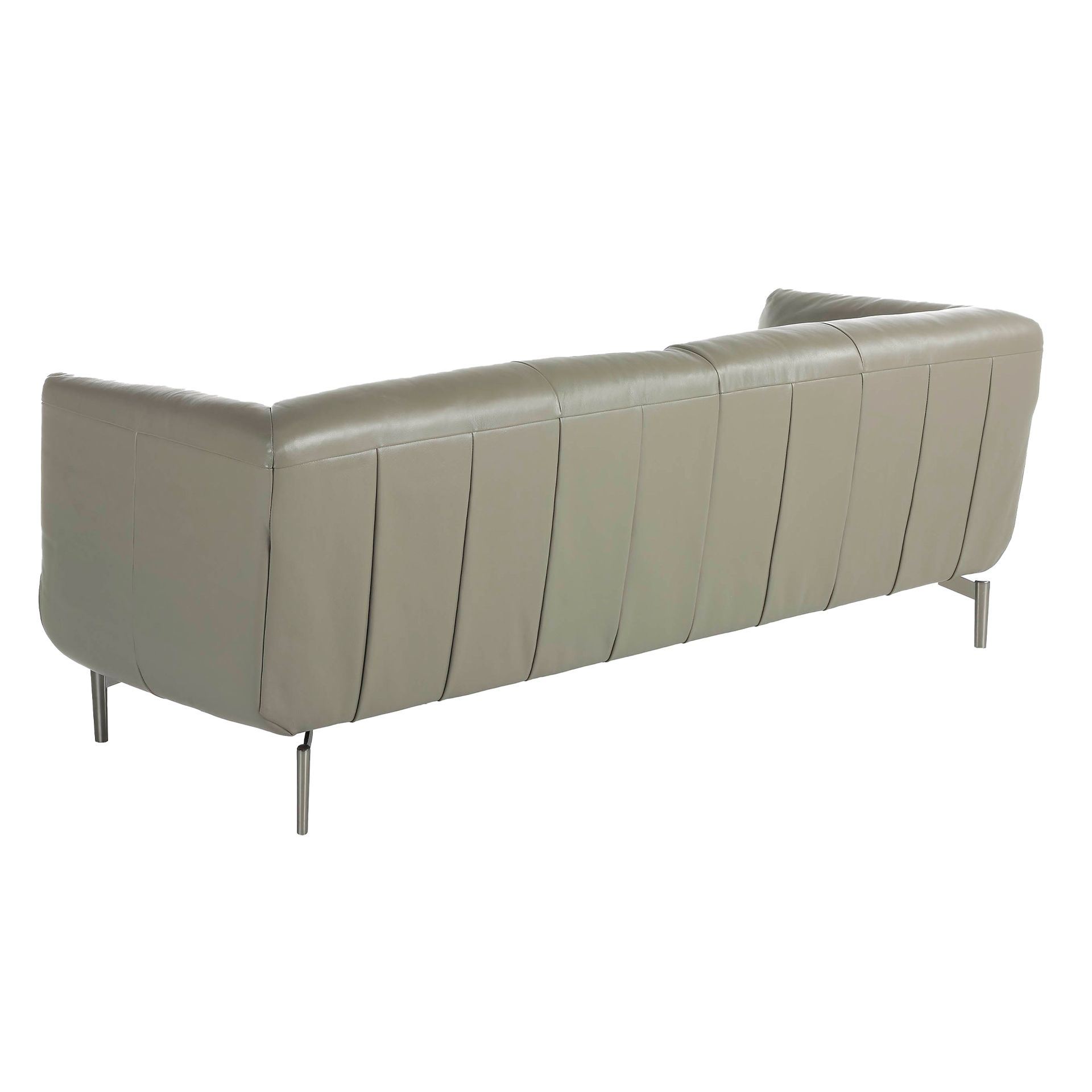 Grey leather 3 seater sofa