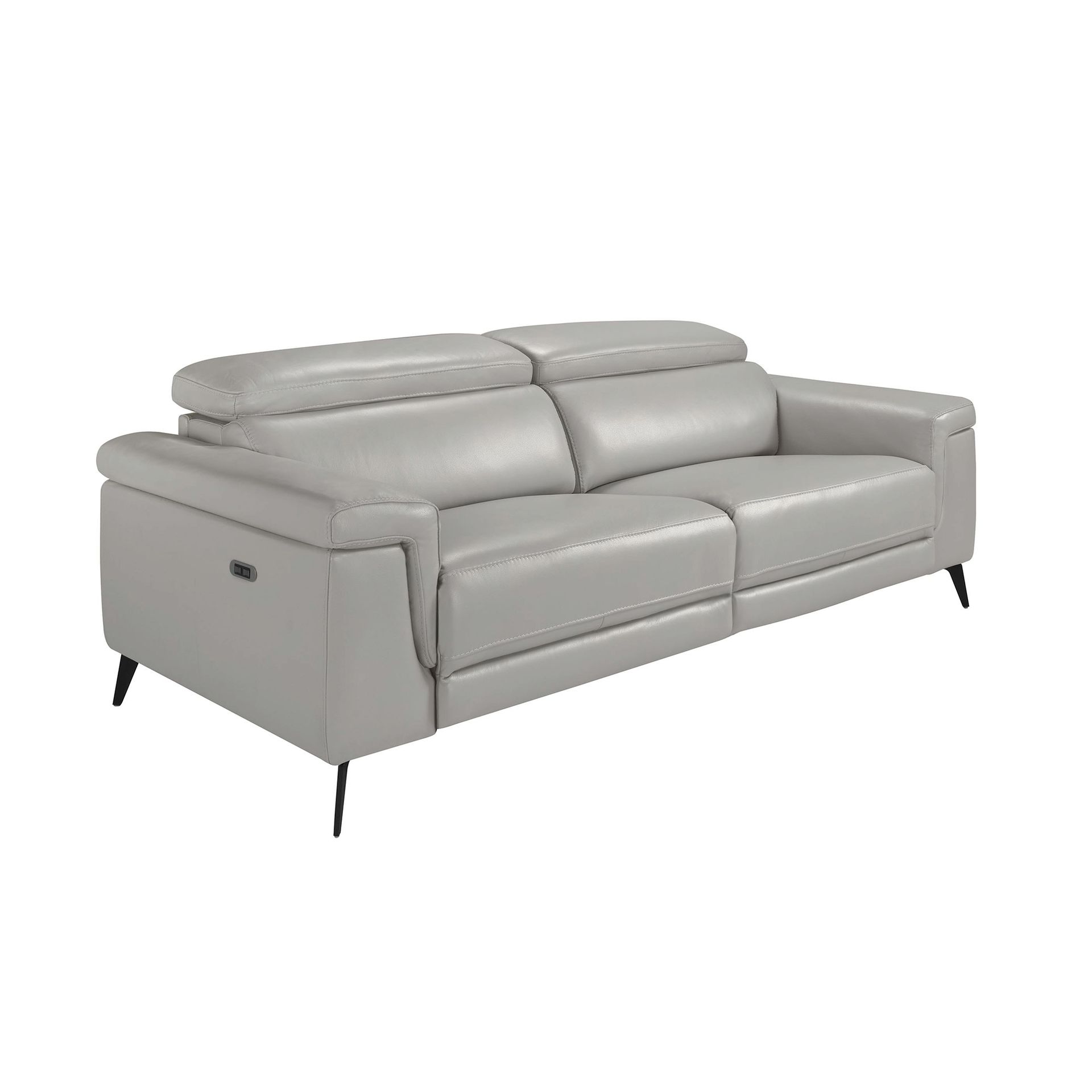 Grey leather 3-seater sofa