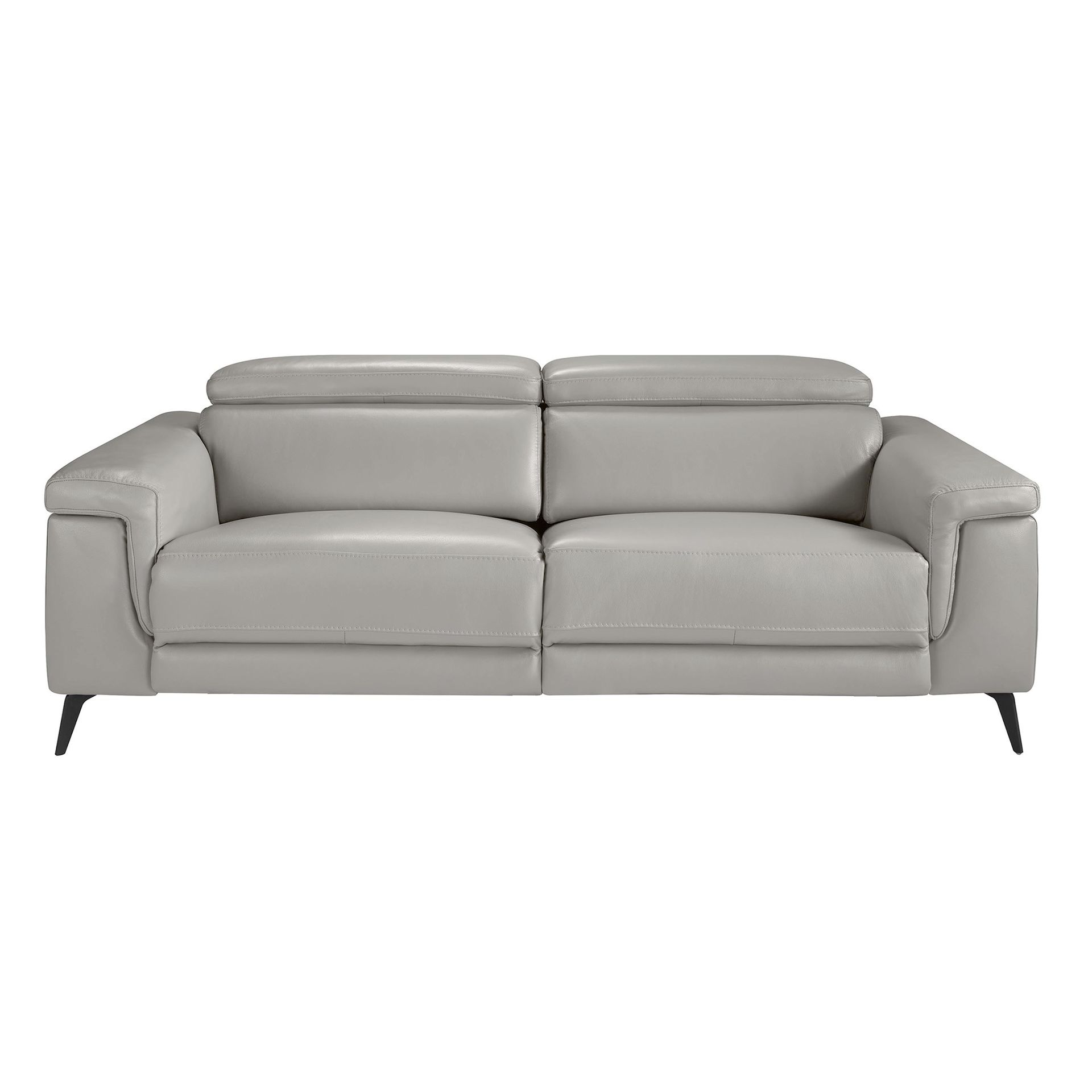 Grey leather 3-seater sofa