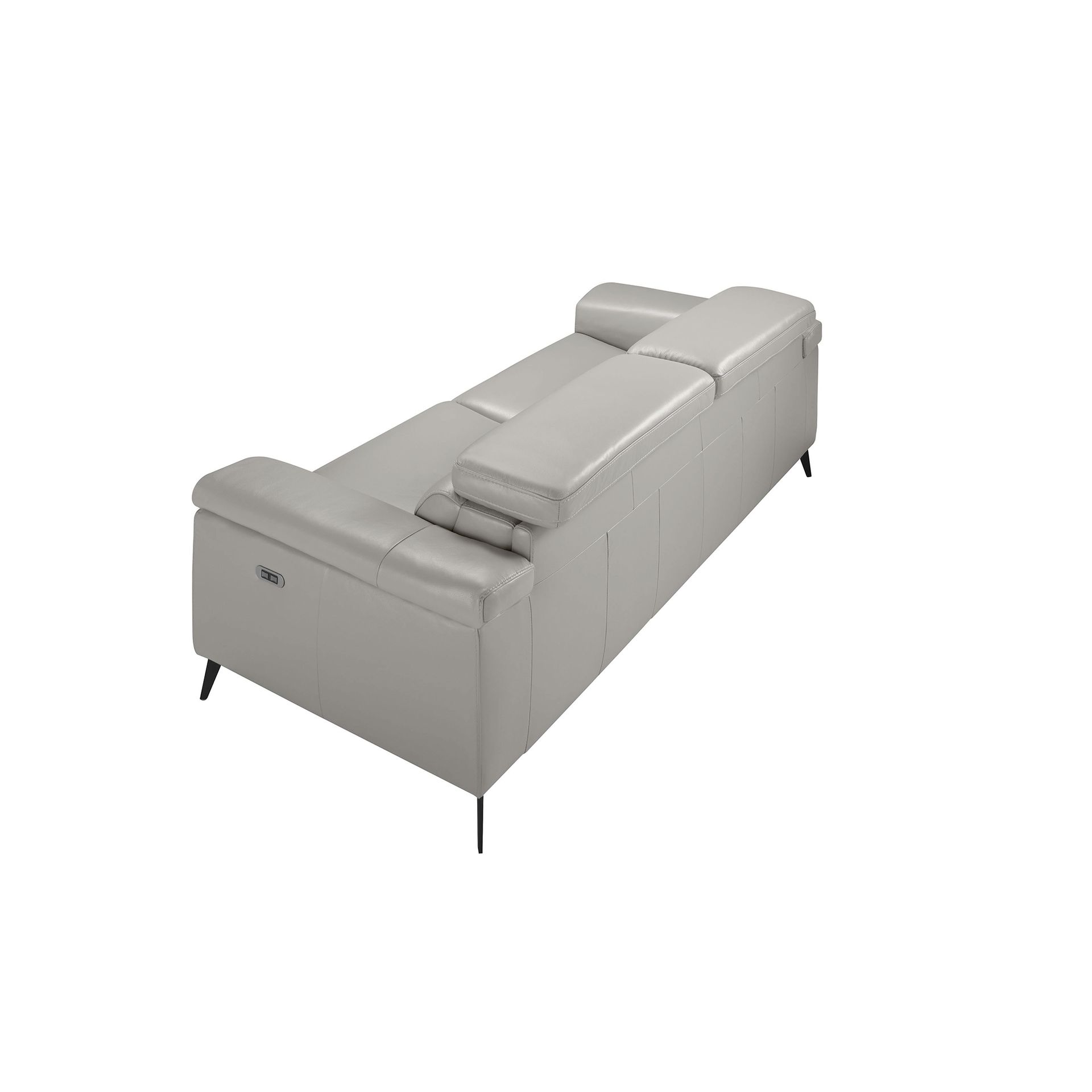 Grey leather 3-seater sofa
