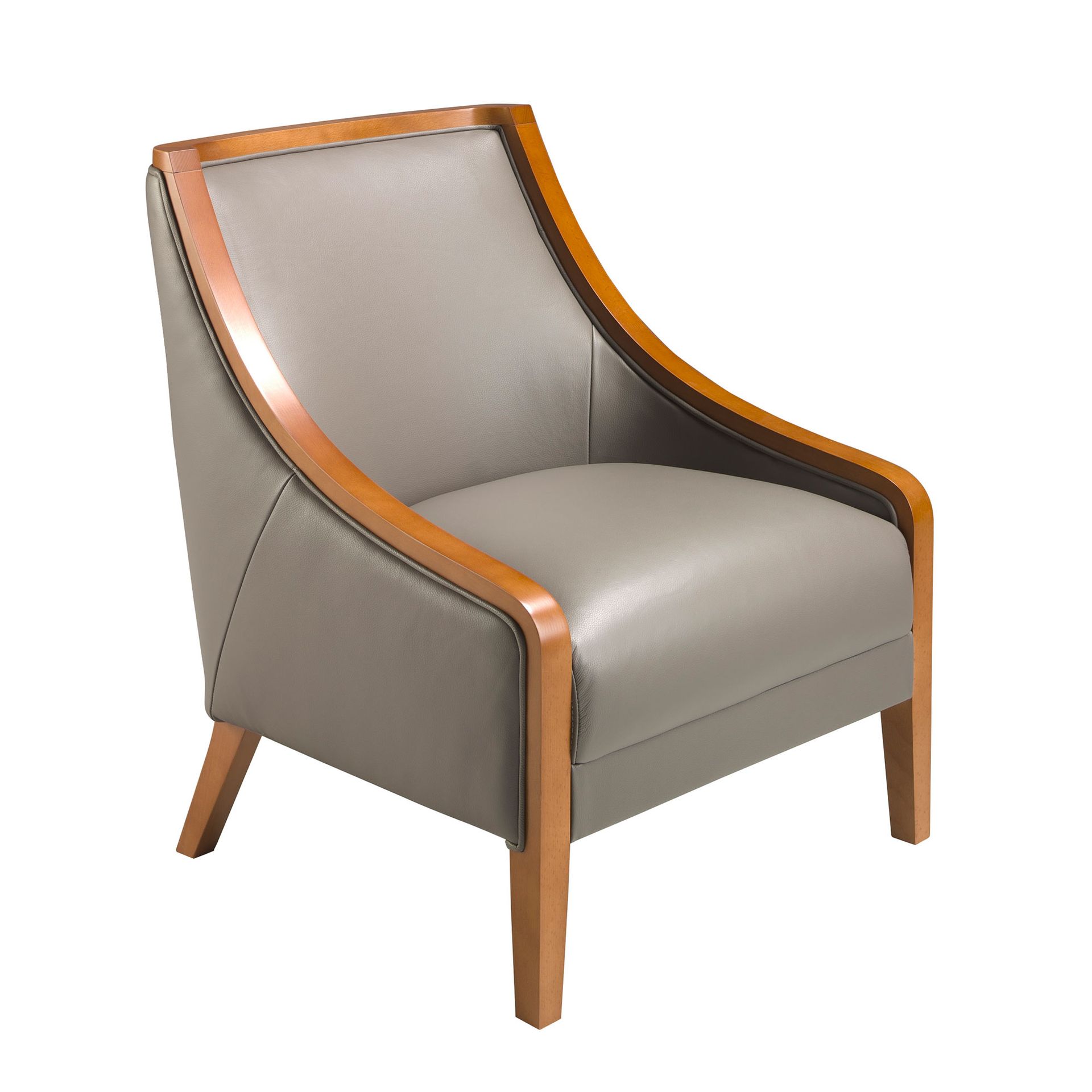 Grey leather armchair
