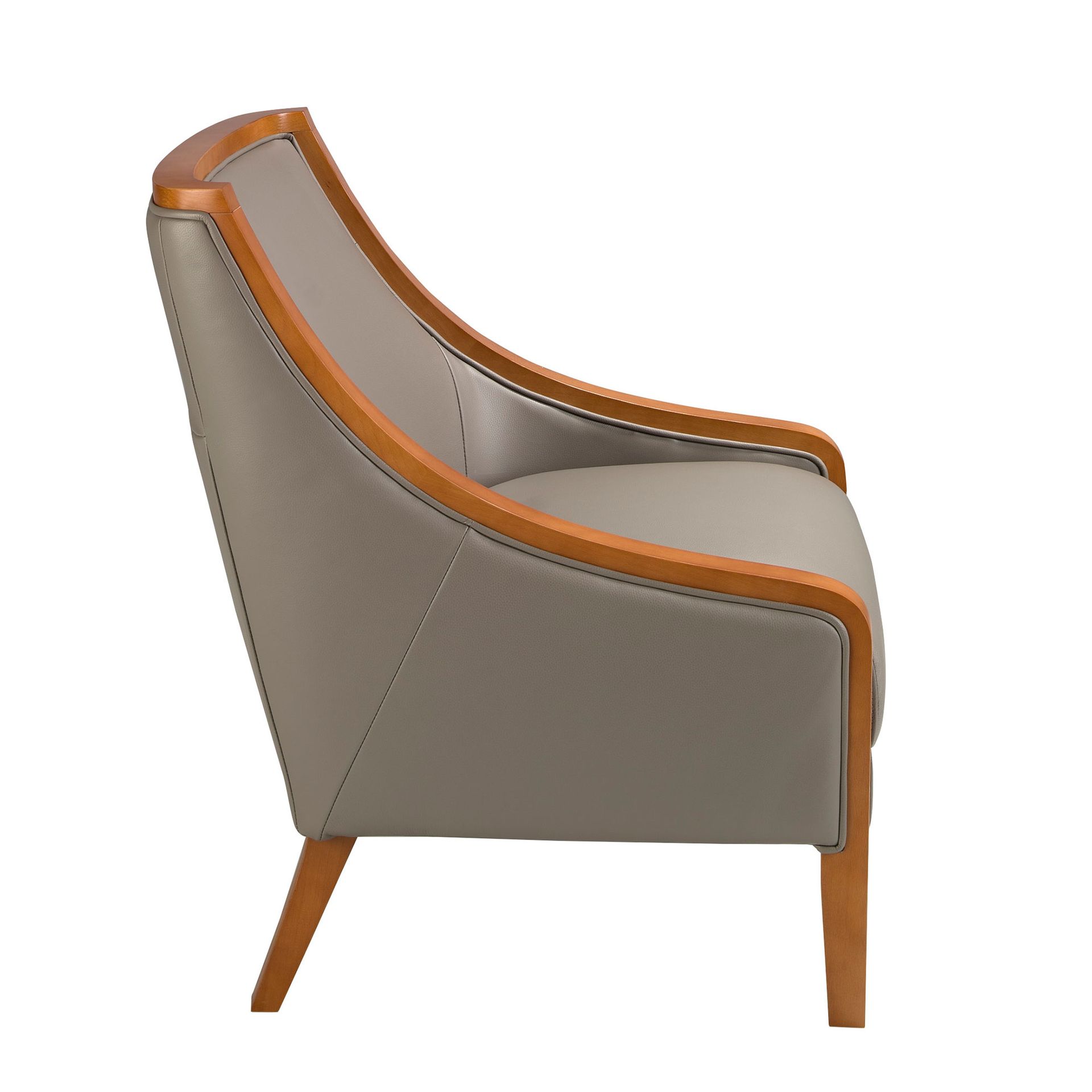 Grey leather armchair