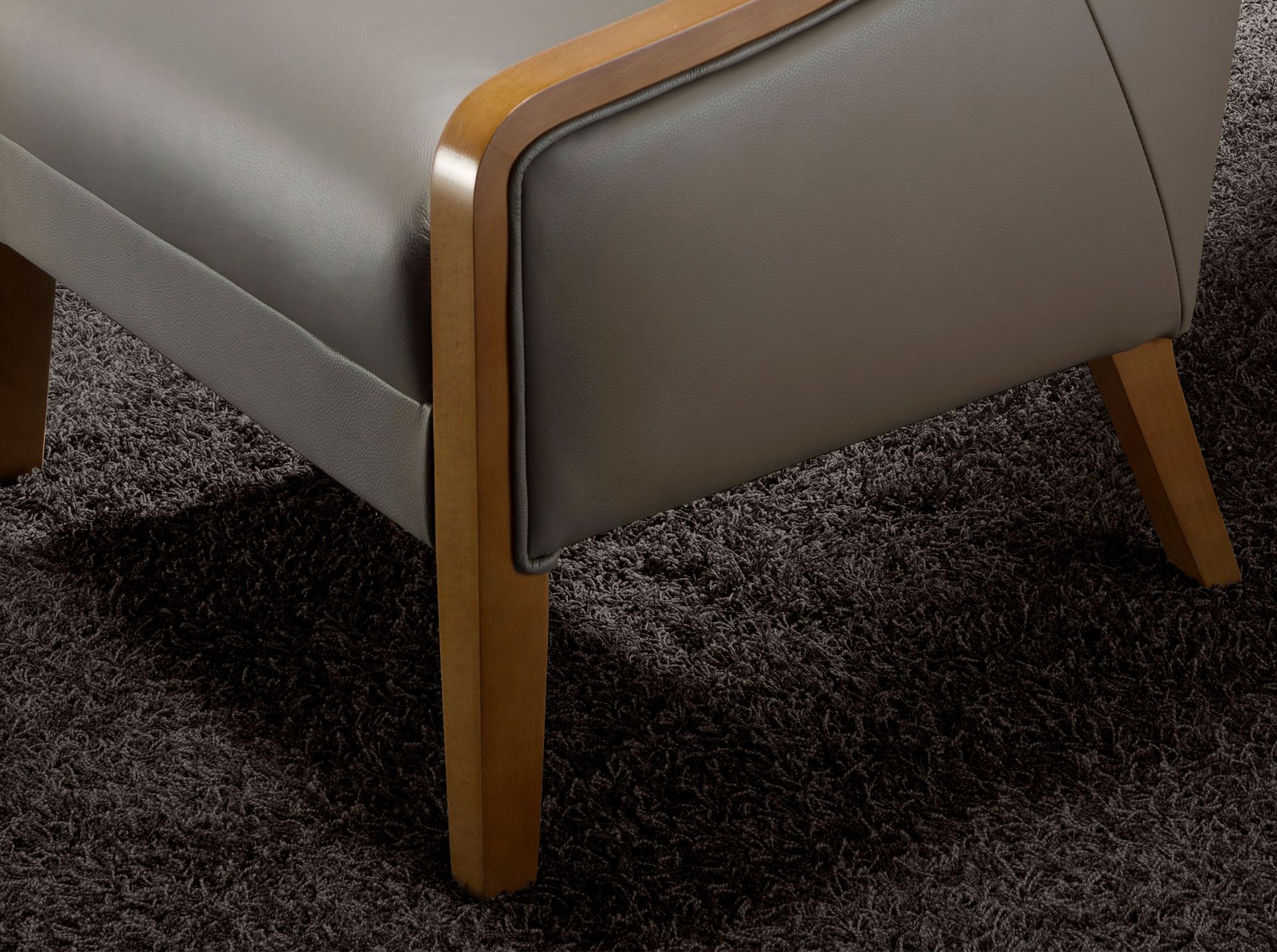 Grey leather armchair