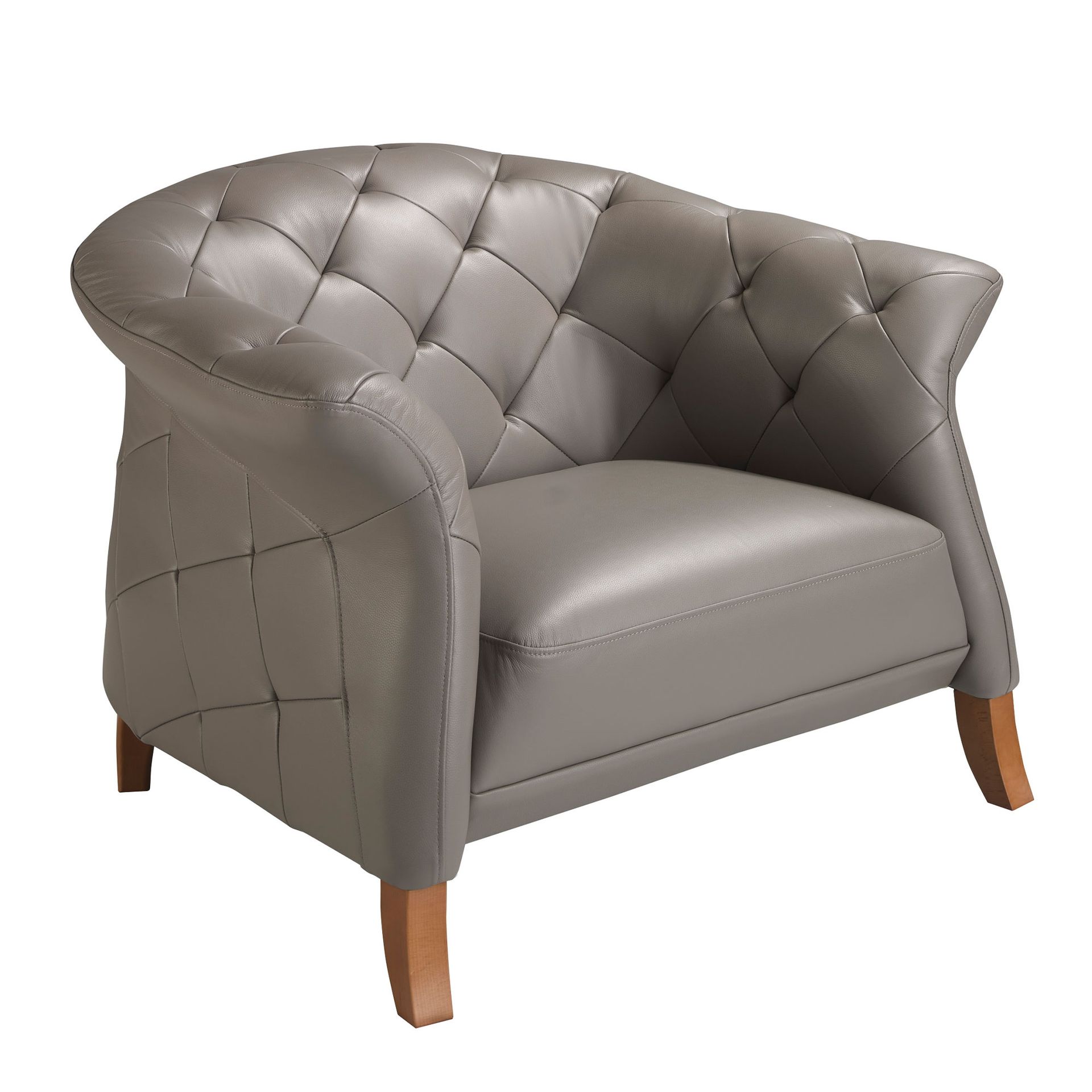 Grey leather armchair