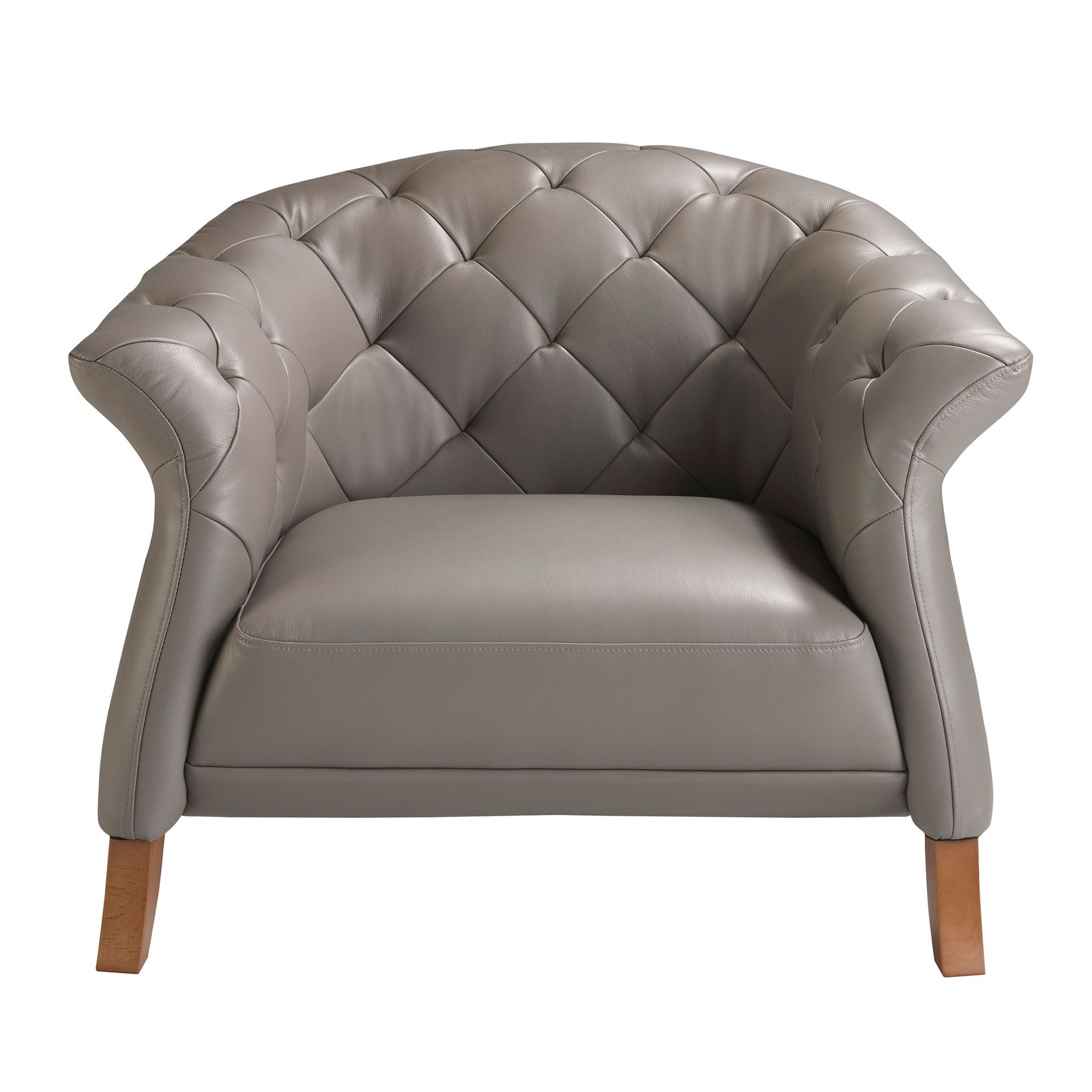 Grey leather armchair