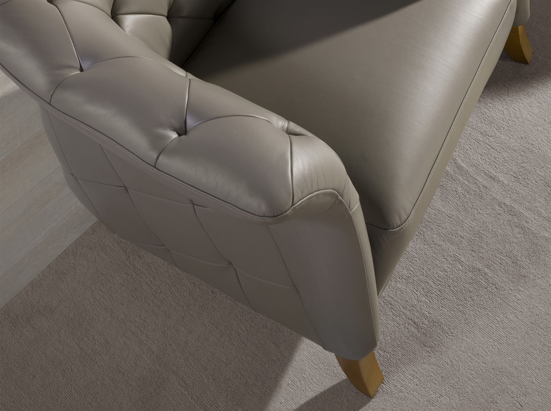 Grey leather armchair