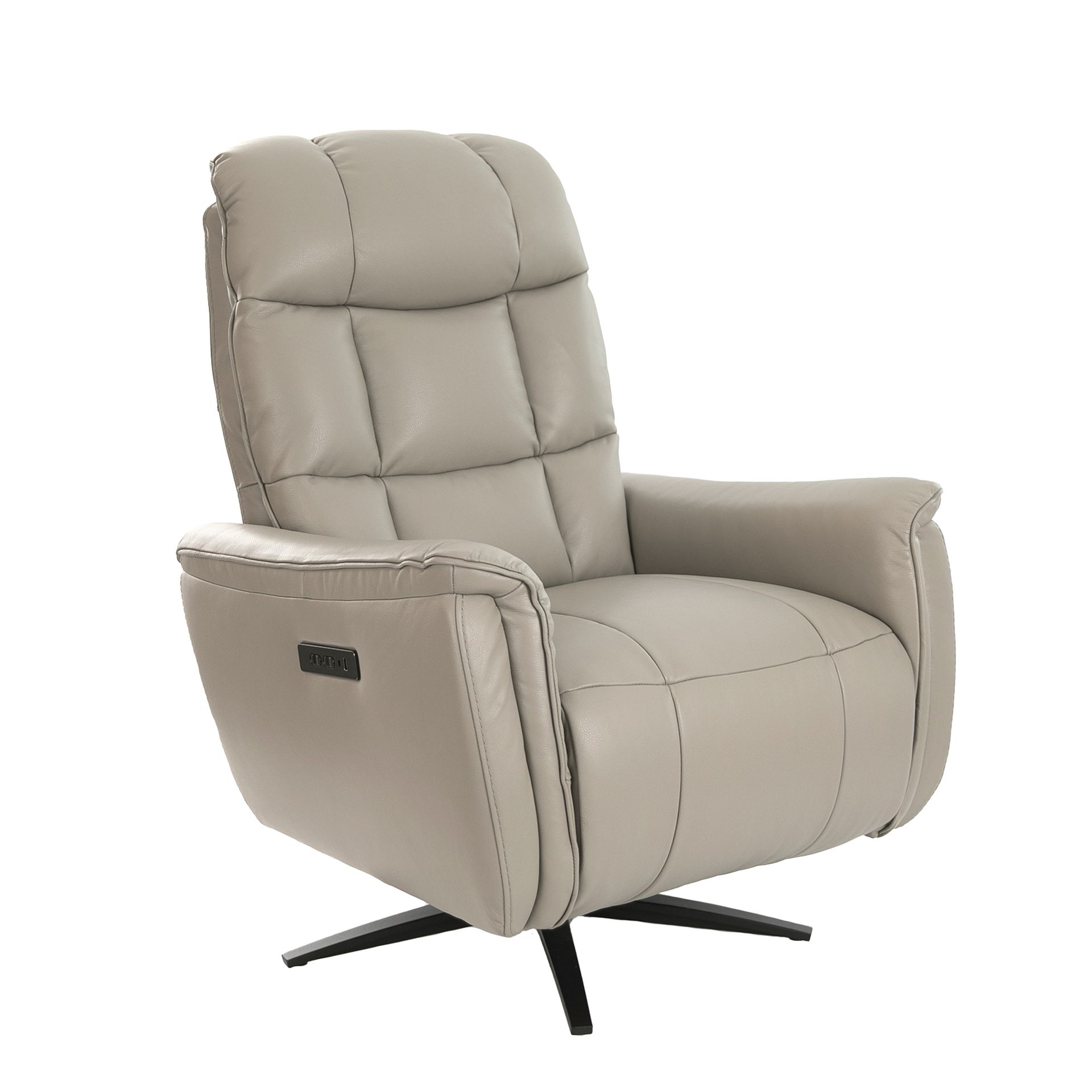 Grey leather swivel armchair