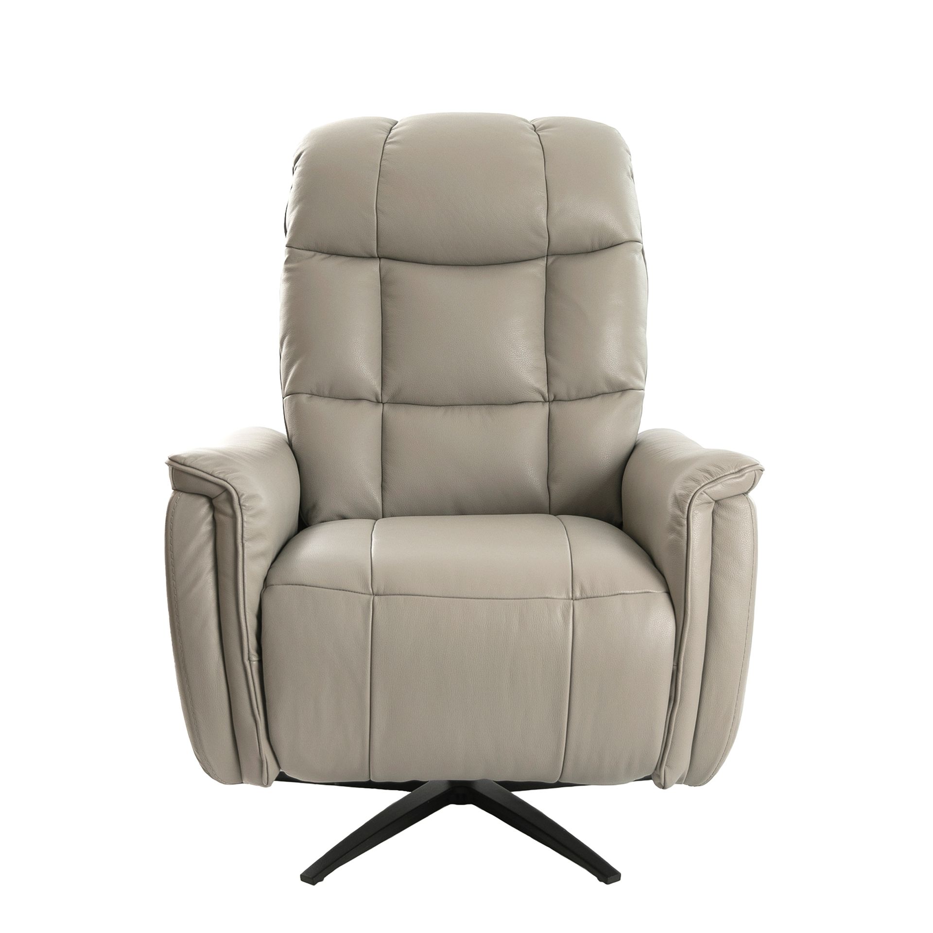 Grey leather swivel armchair