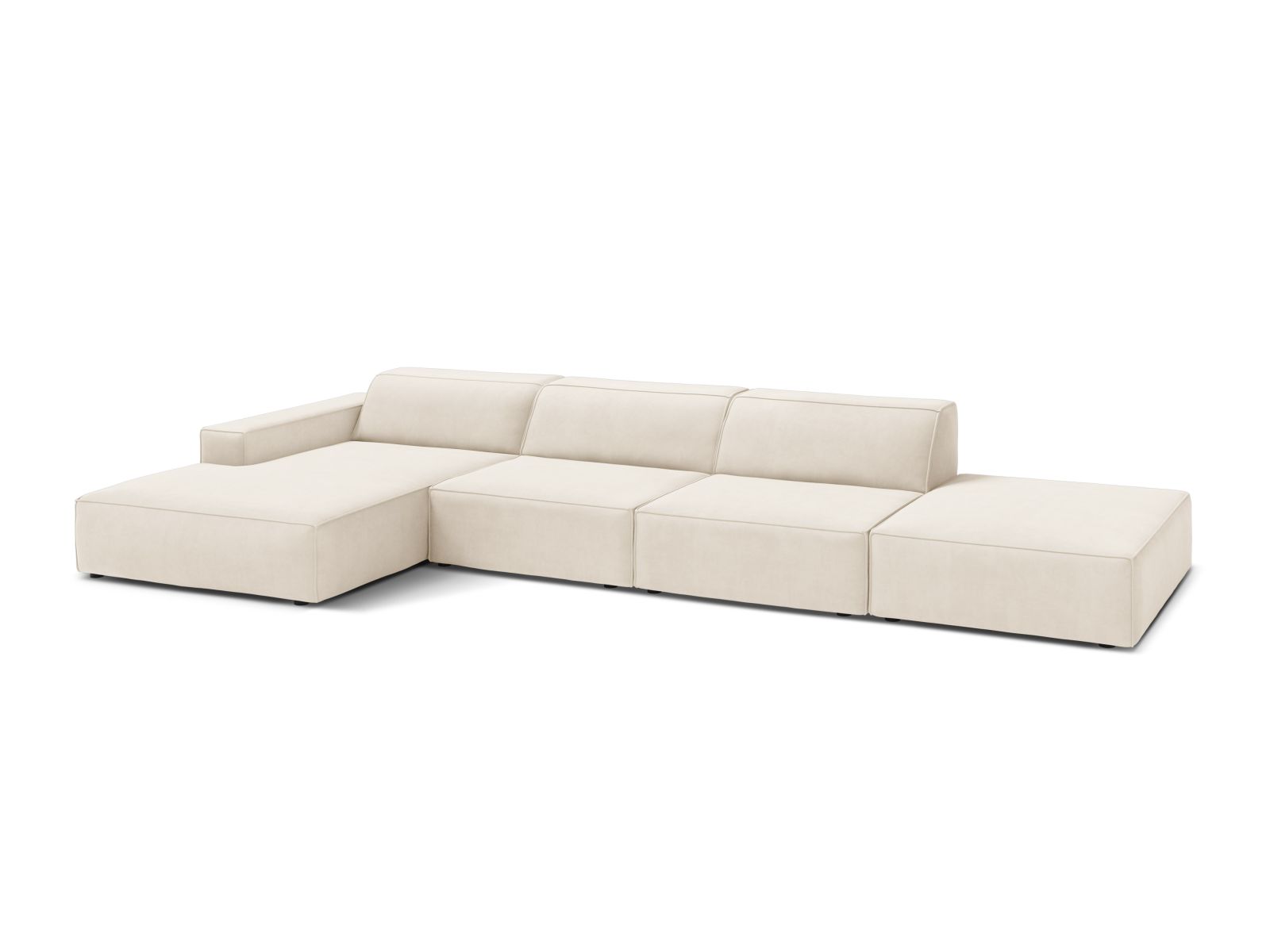 Velvet Modular Left Corner Sofa, "Jodie", 5 Seats, 341x162x77