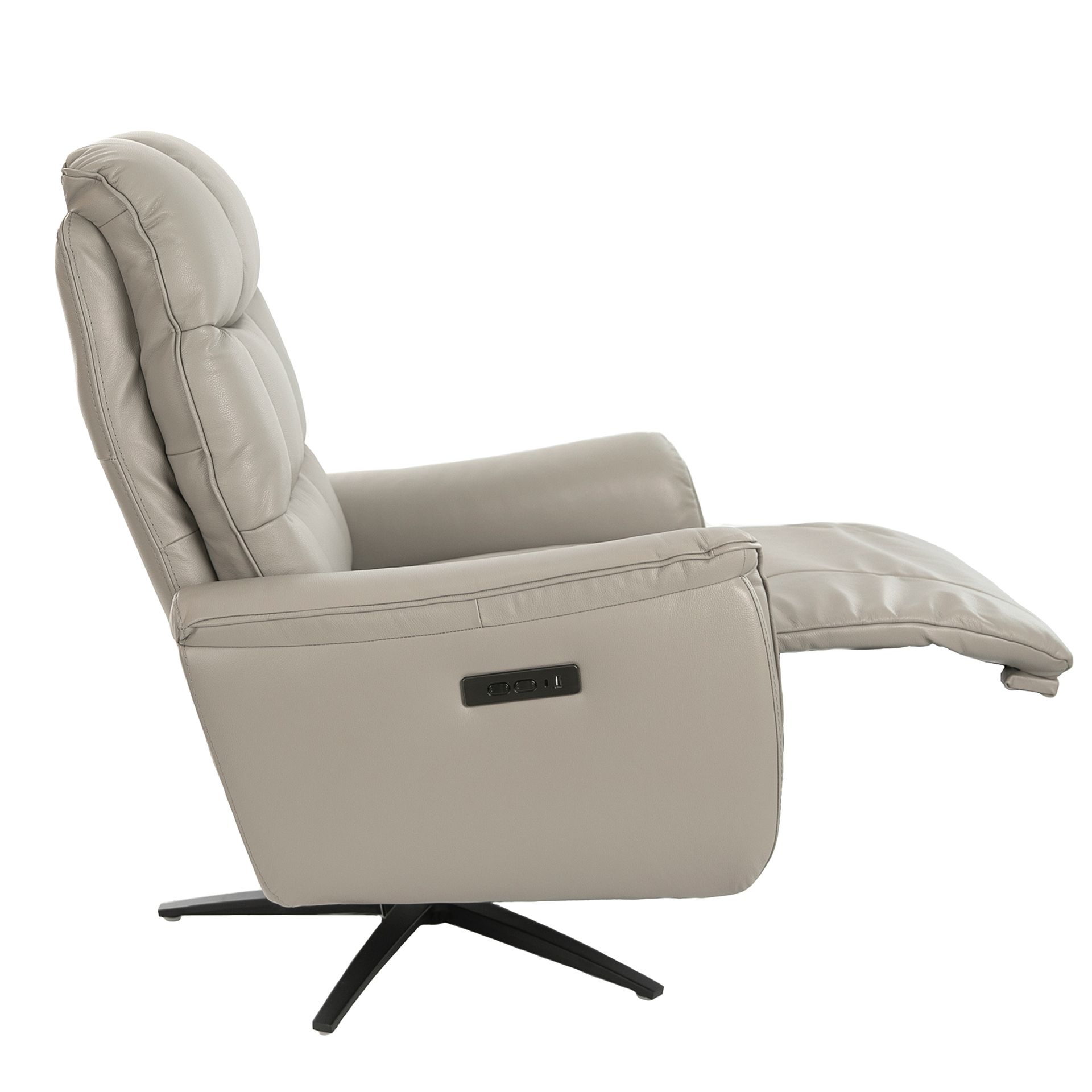 Grey leather swivel armchair