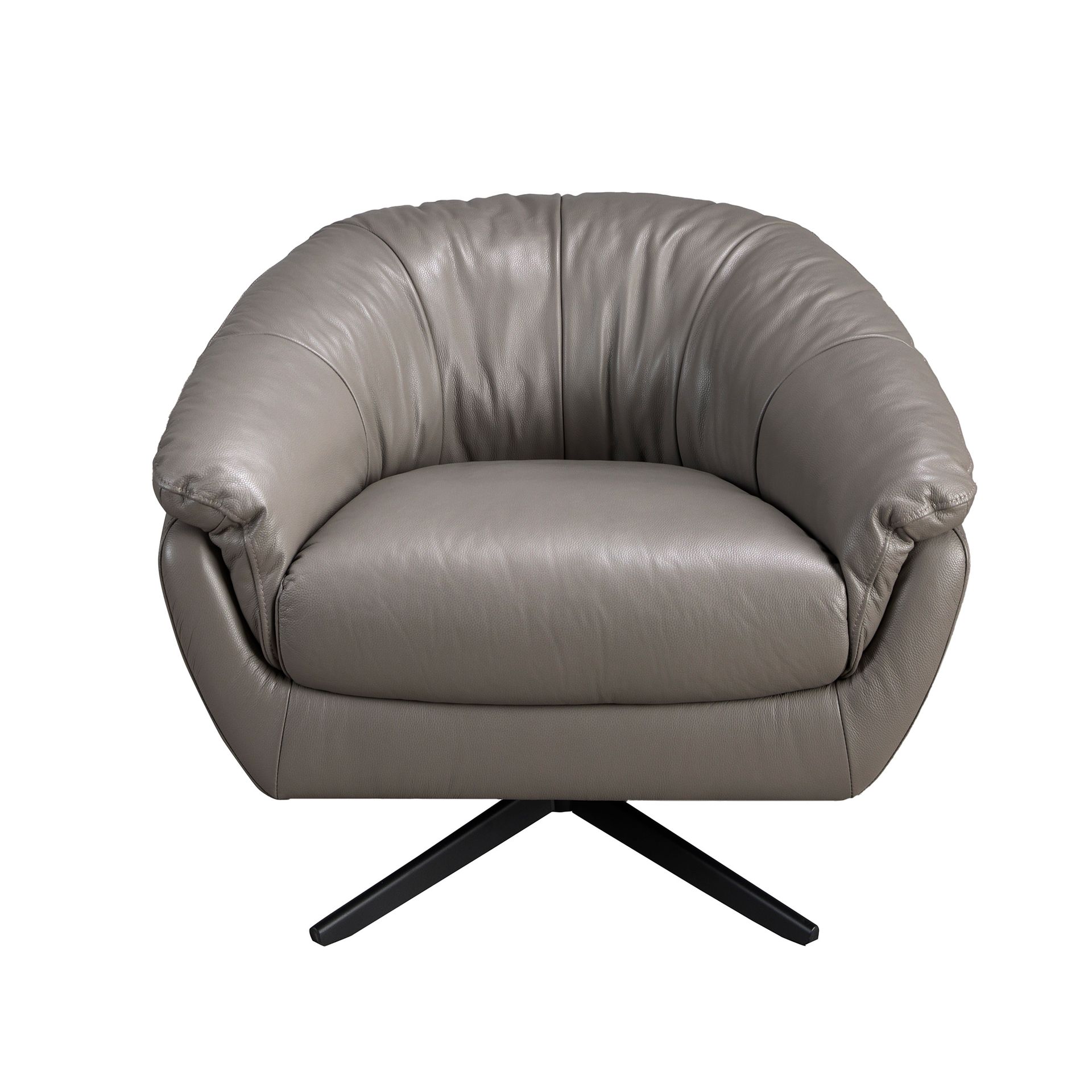 Grey leather swivel armchair