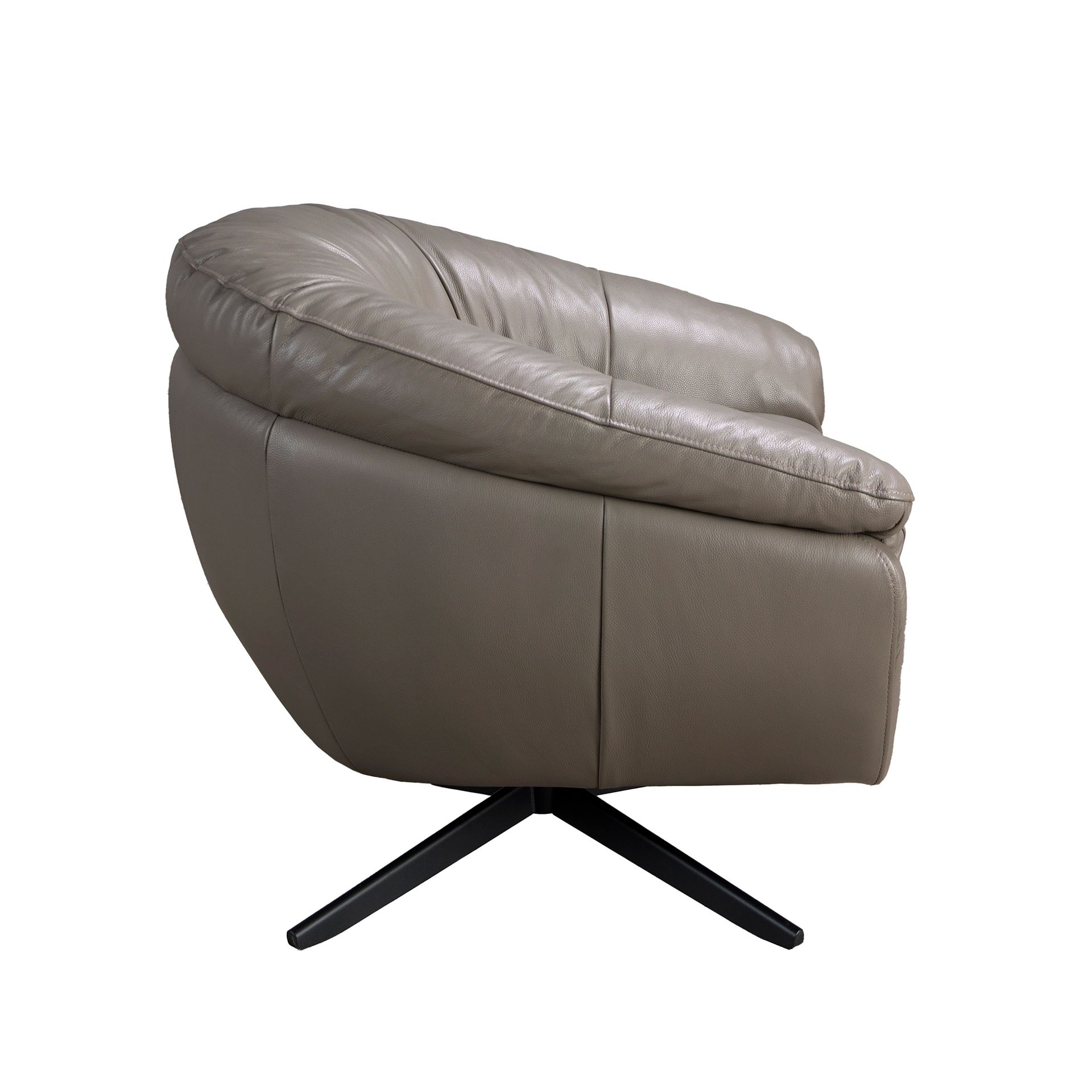 Grey leather swivel armchair