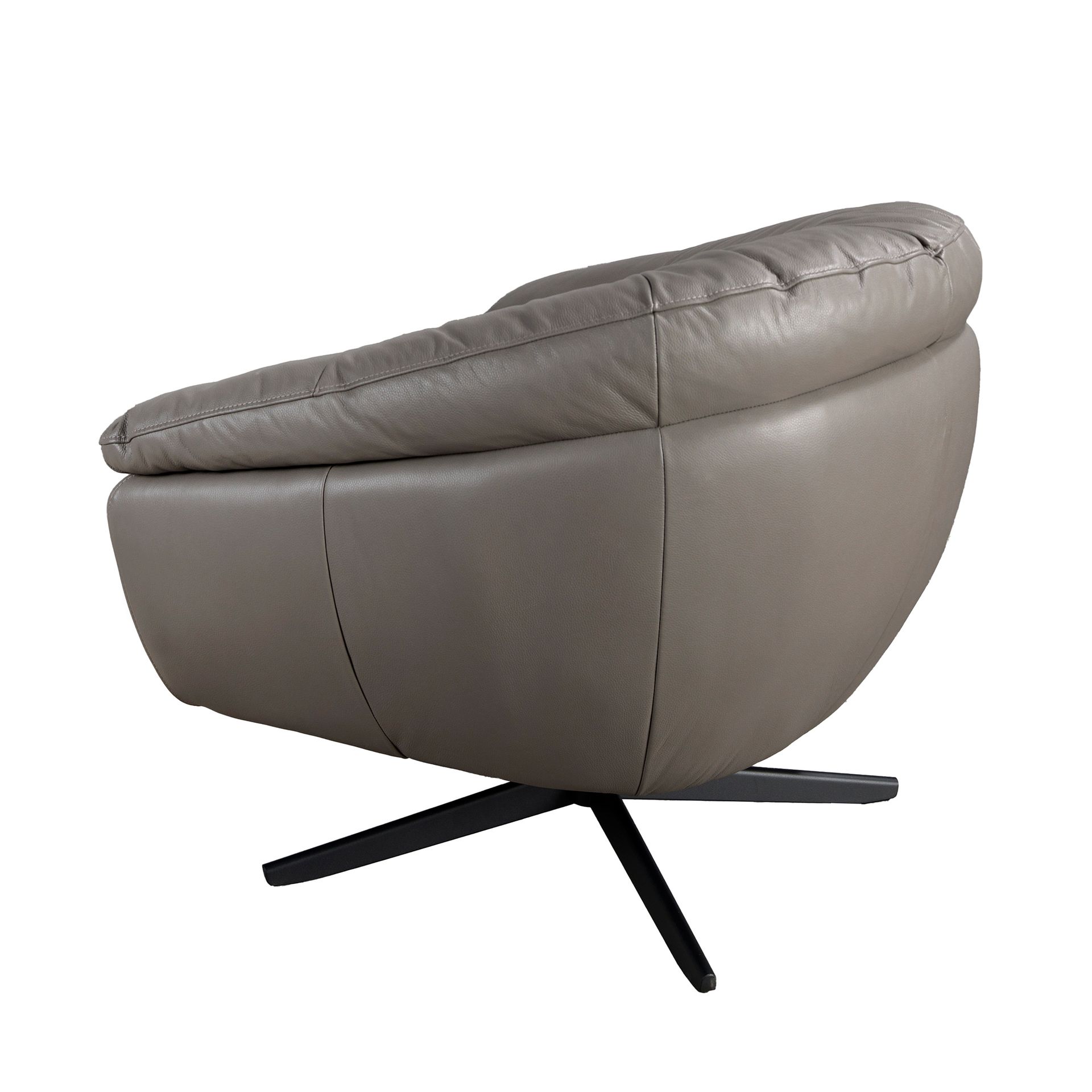 Grey leather swivel armchair