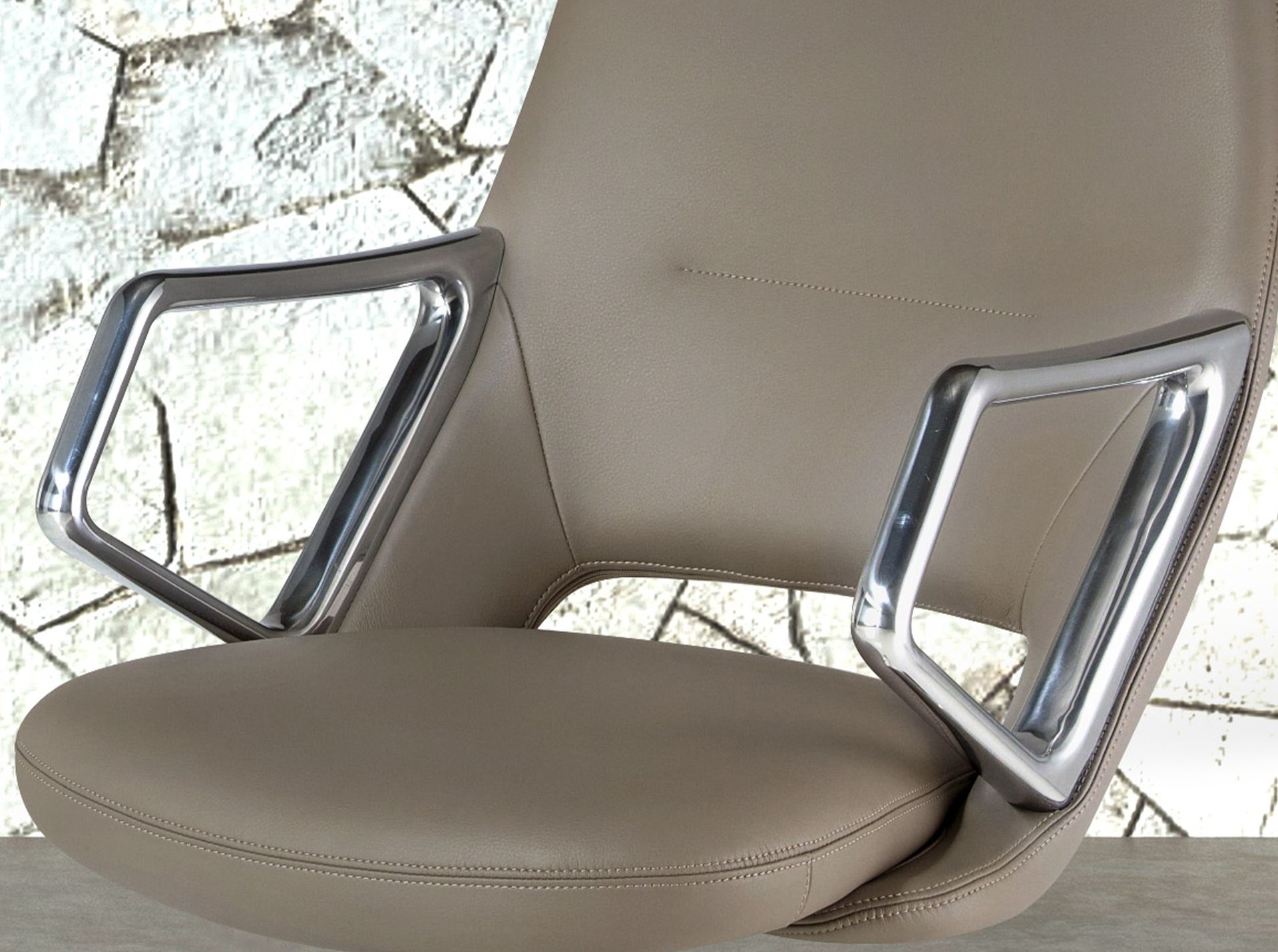 Grey leatherette  swivel office chair