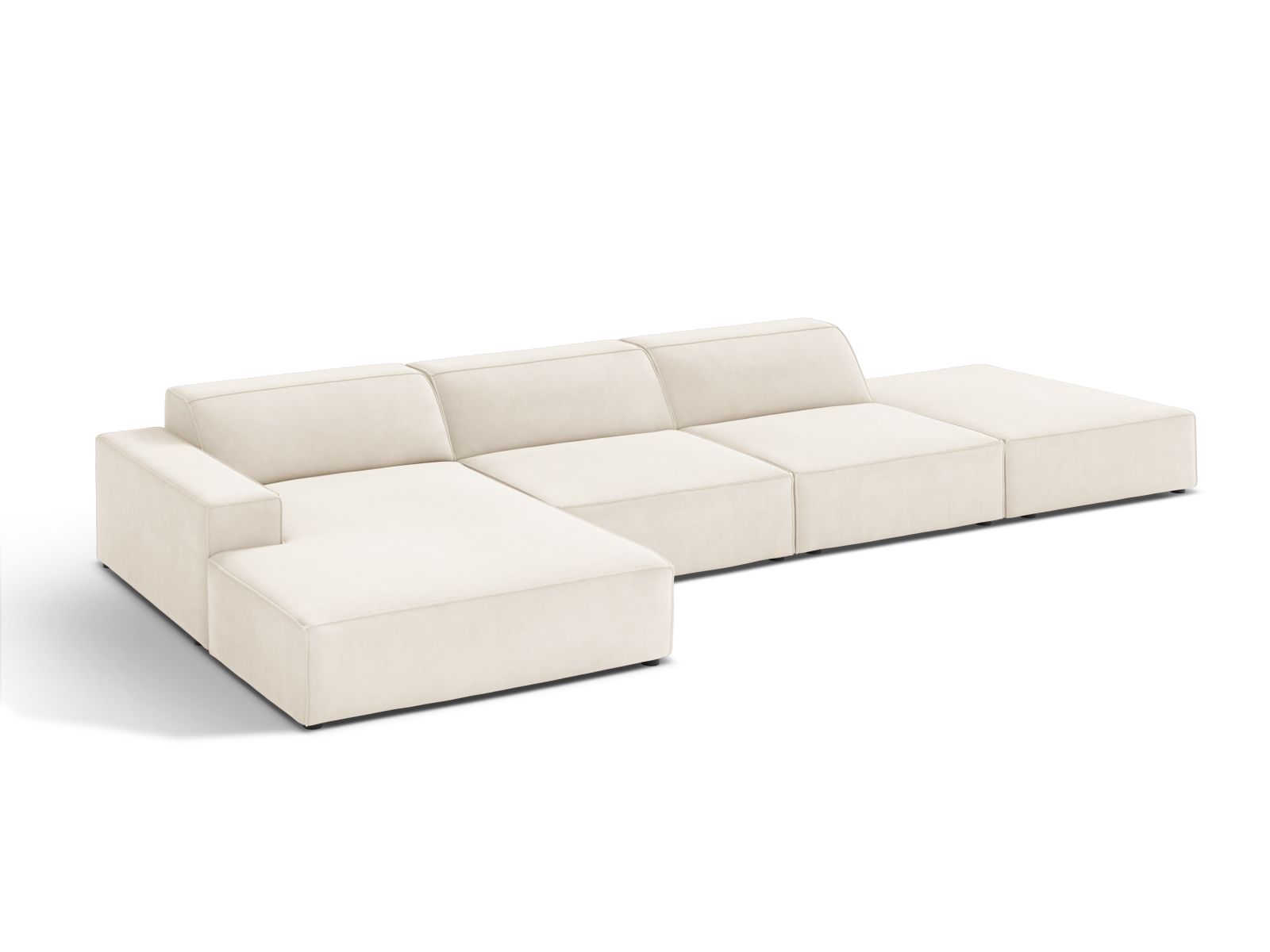 Velvet Modular Left Corner Sofa, "Jodie", 5 Seats, 341x162x77