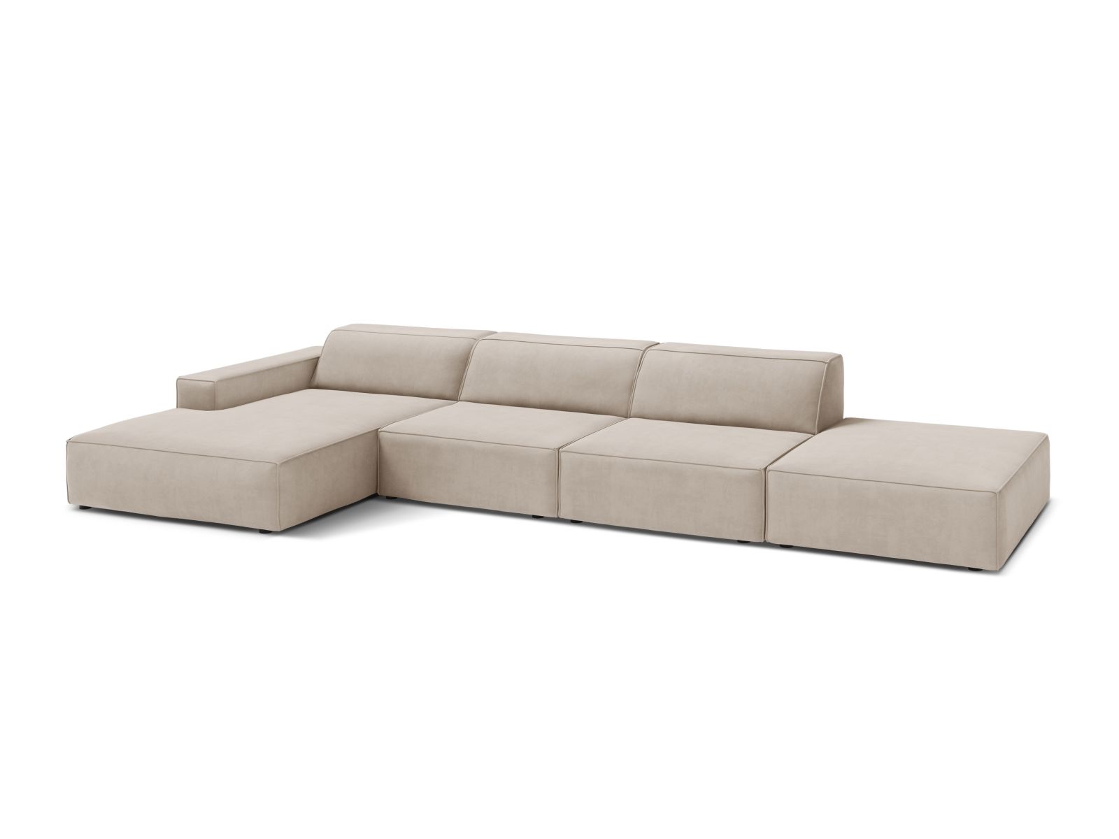 Velvet Modular Left Corner Sofa, "Jodie", 5 Seats, 341x162x77