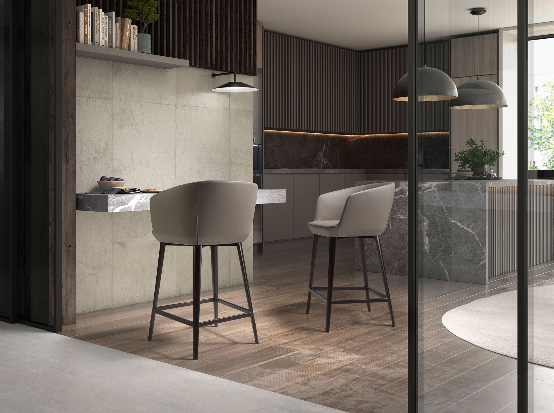 Grey leatherette stool