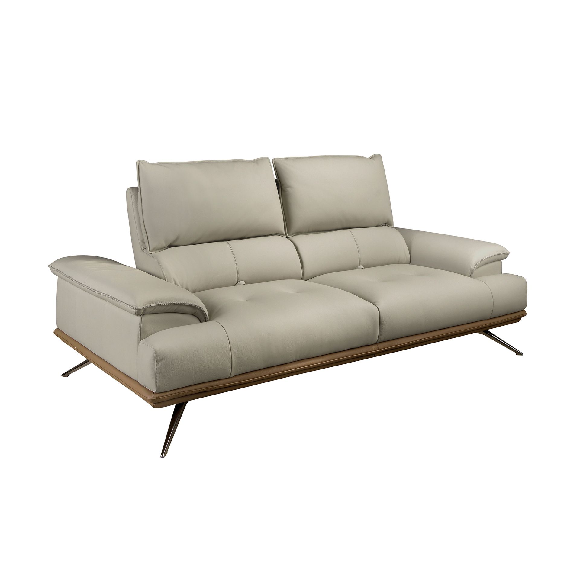 Grey taupe leather 2-seater sofa