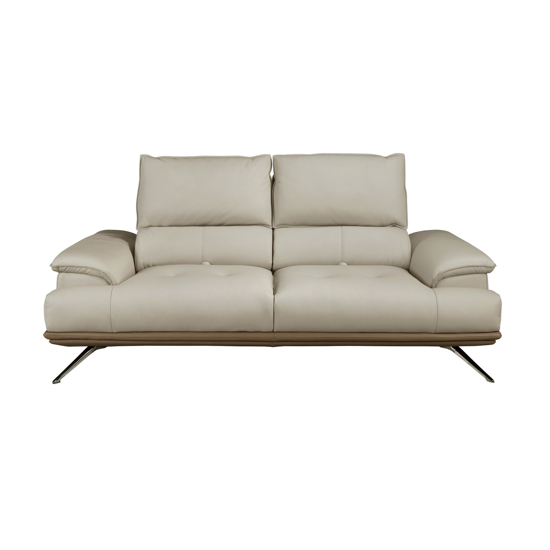 Grey taupe leather 2-seater sofa