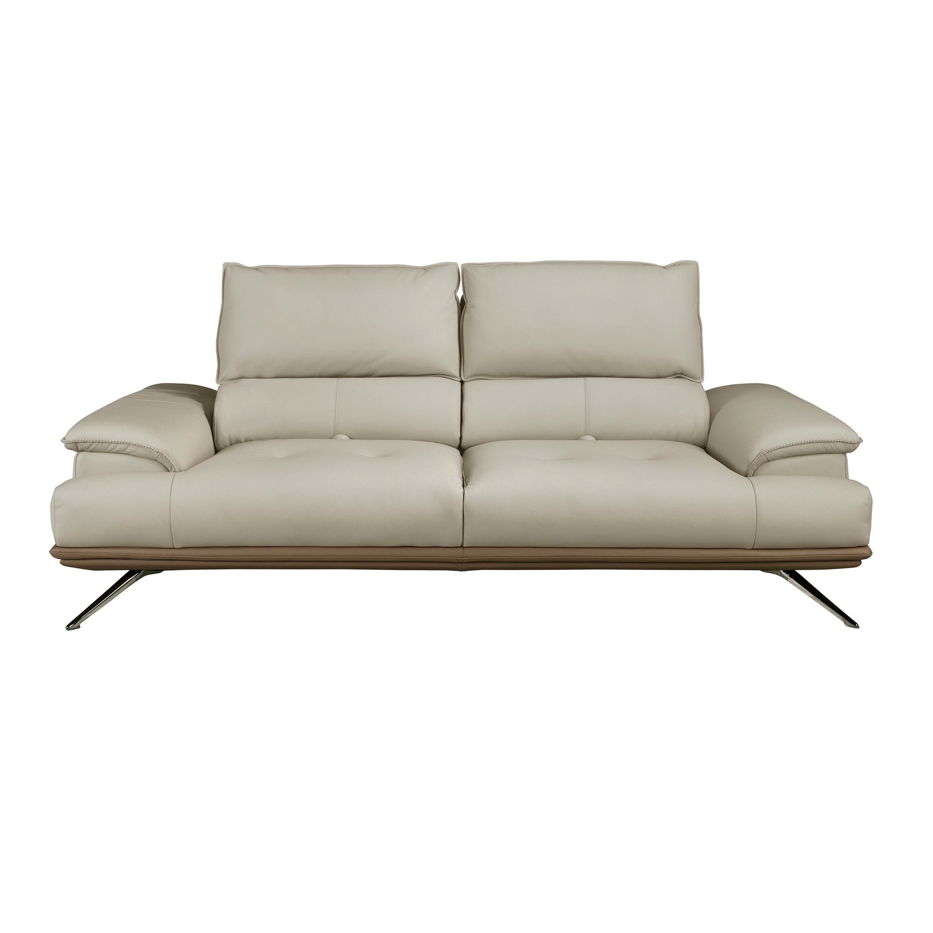Grey taupe leather 3-seater sofa