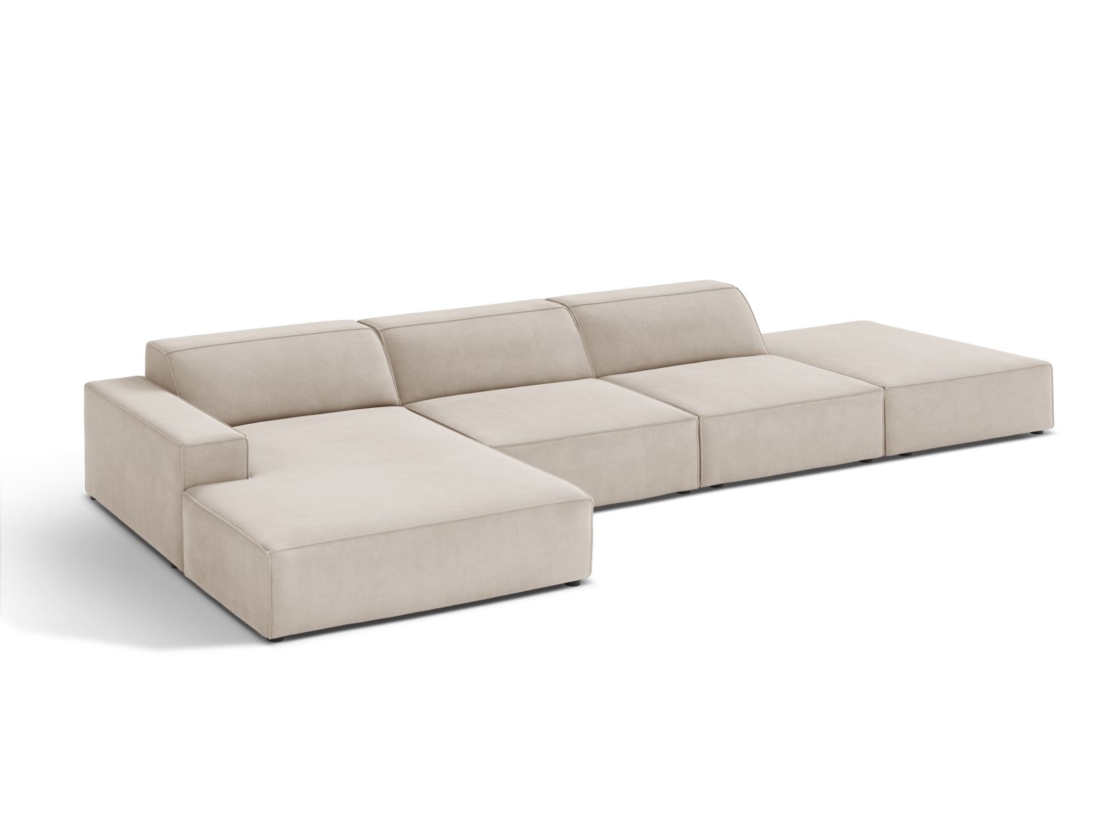 Velvet Modular Left Corner Sofa, "Jodie", 5 Seats, 341x162x77