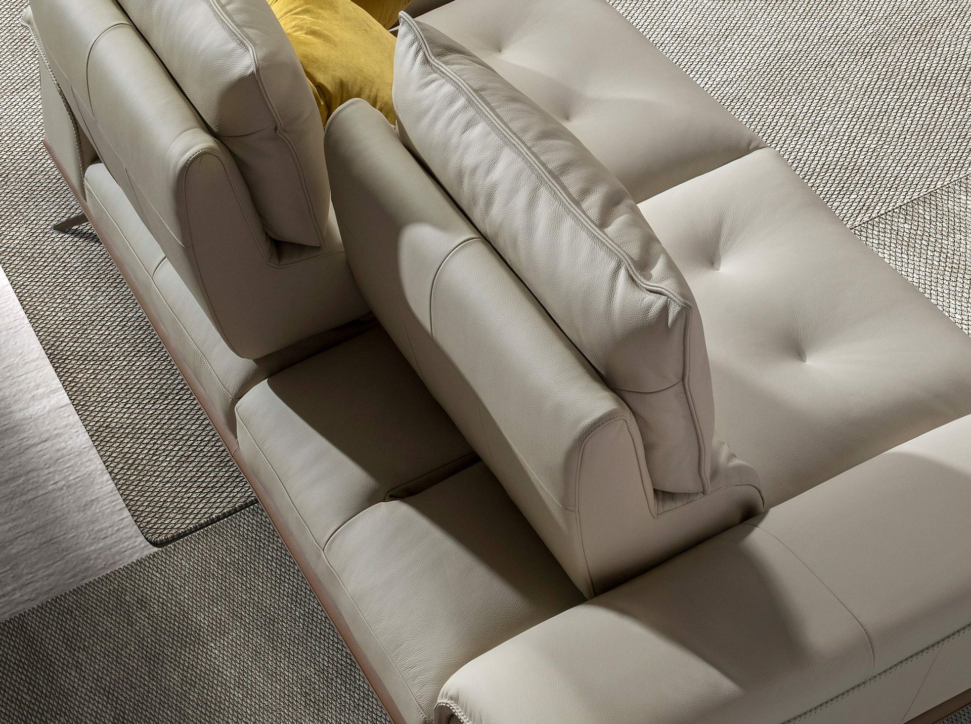 Grey taupe leather 3-seater sofa