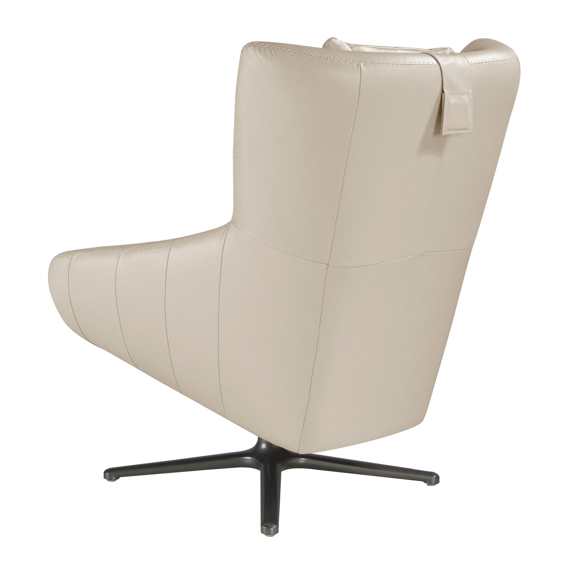 Grey taupe leather swivel armchair