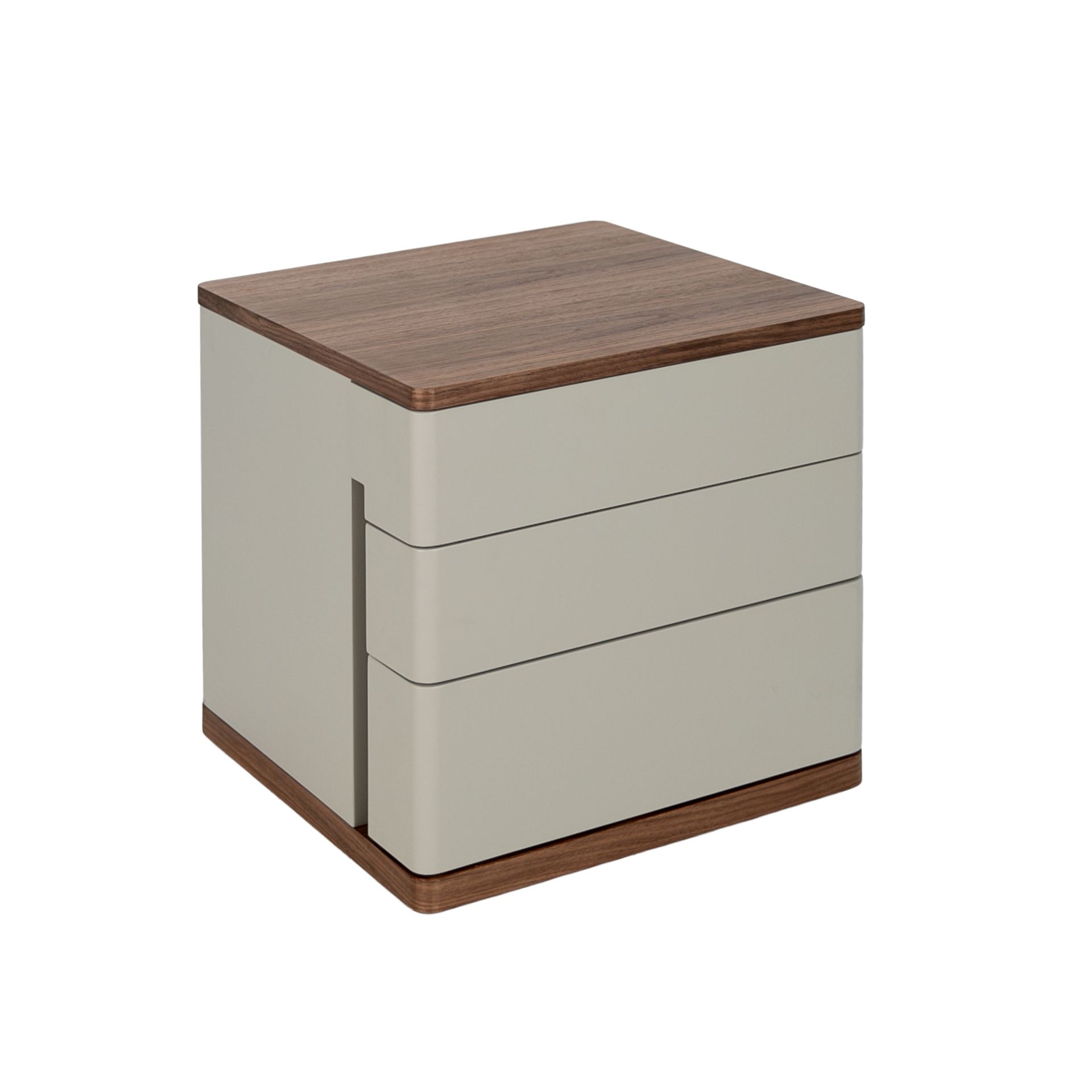 Grey wood and walnut bedside table