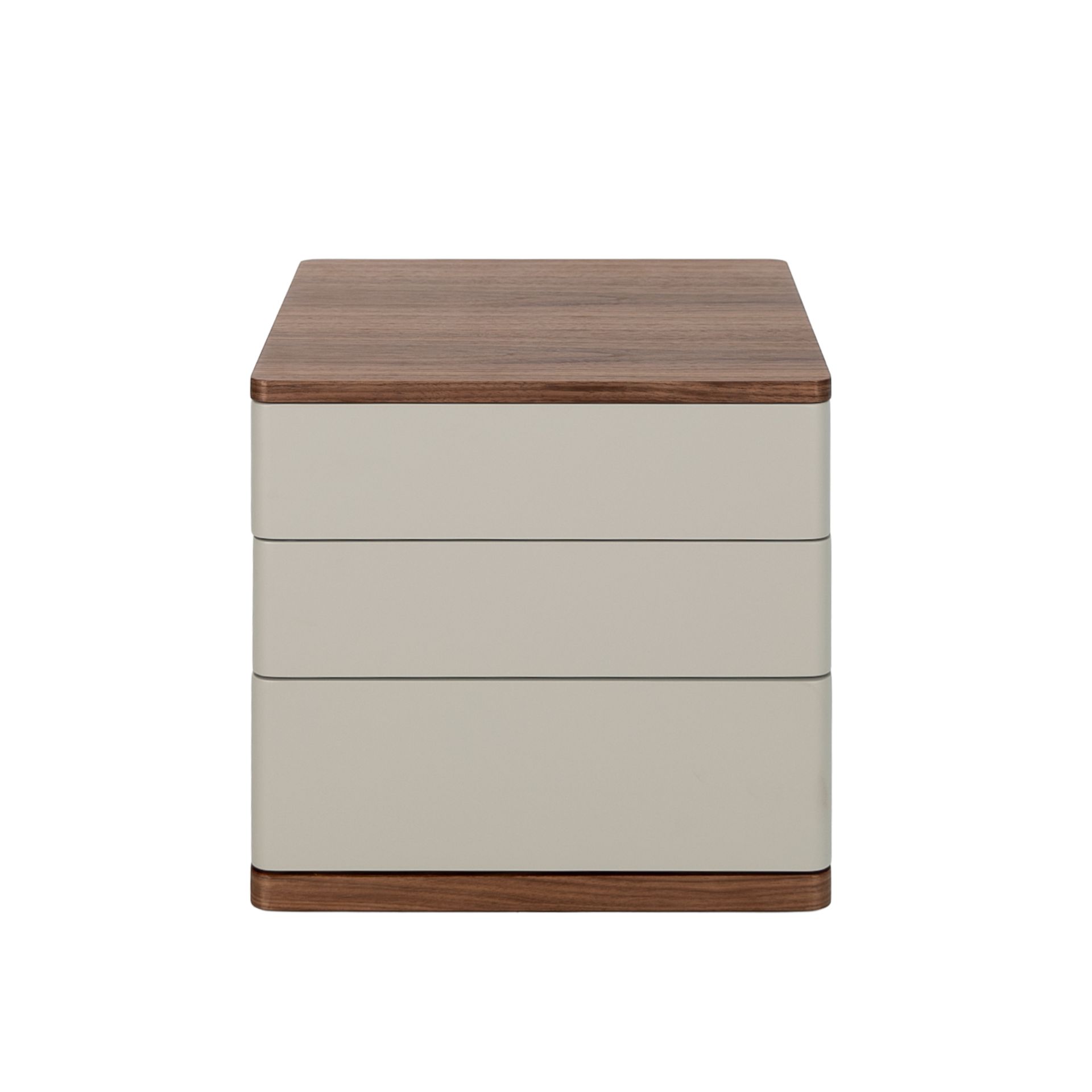Grey wood and walnut bedside table