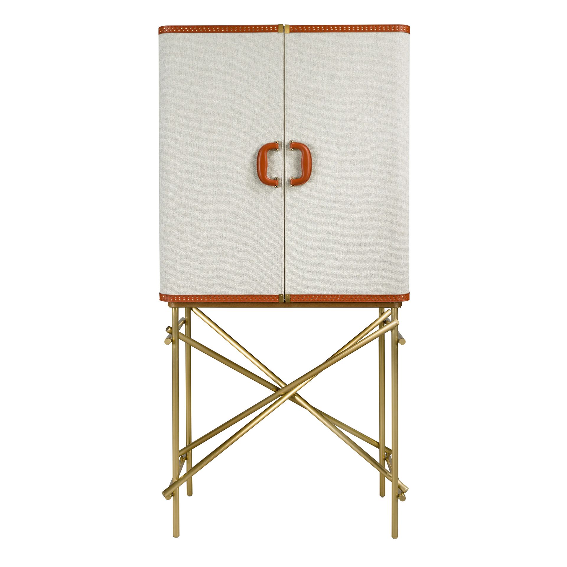 Hill sideboard in fabric, walnut and golden polished steel