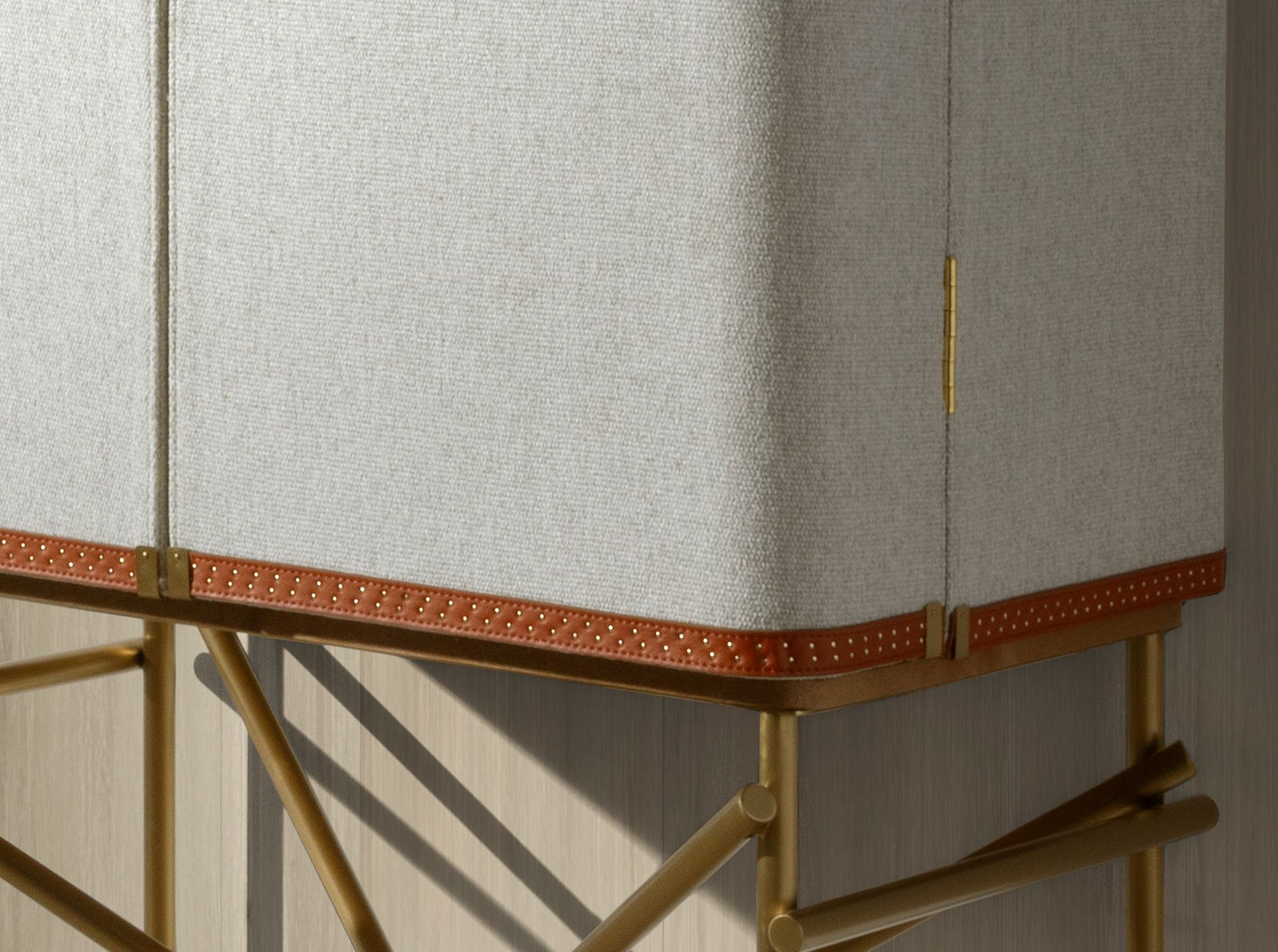 Hill sideboard in fabric, walnut and golden polished steel