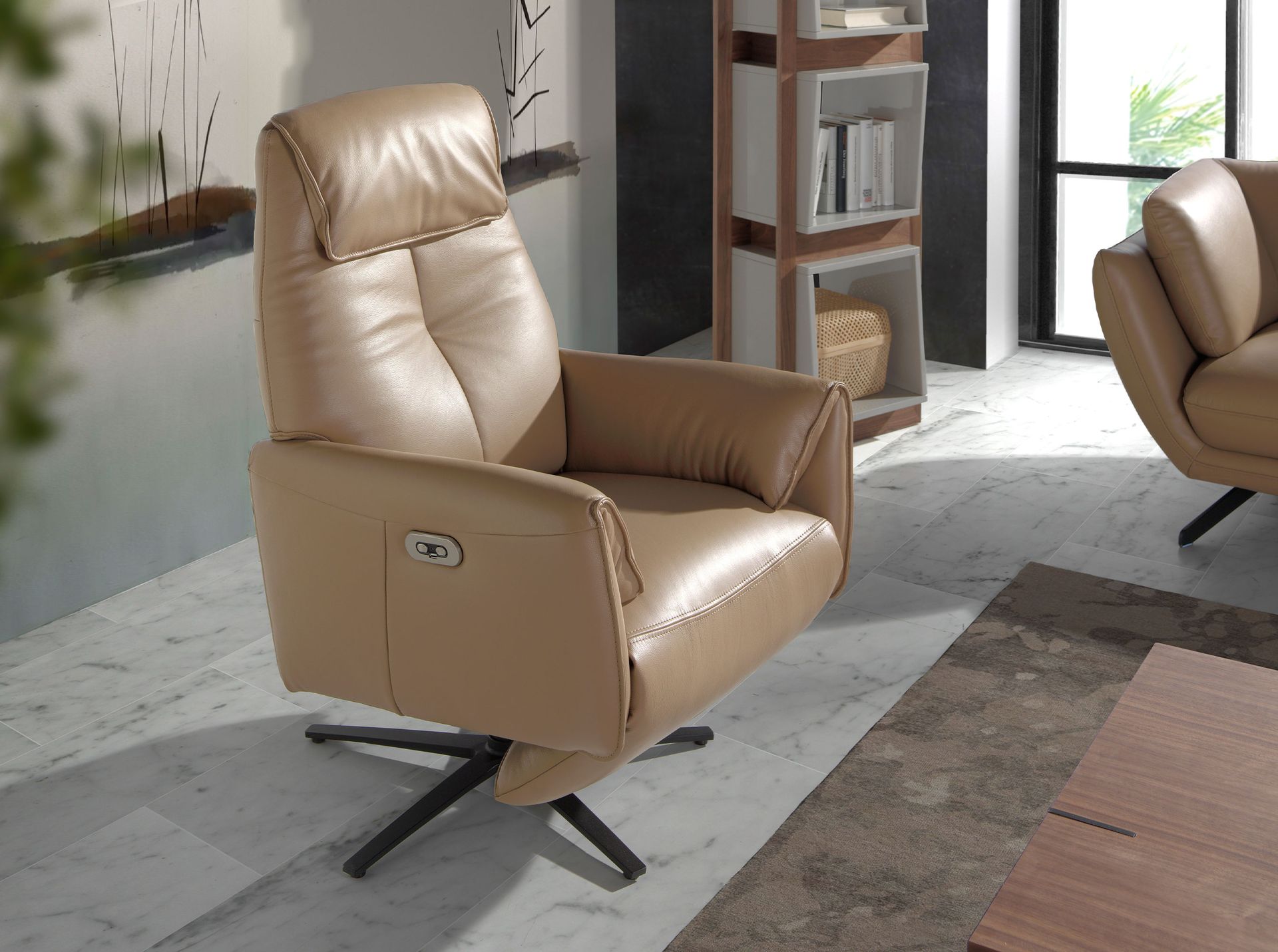 Leather swivel relax armchair arena
