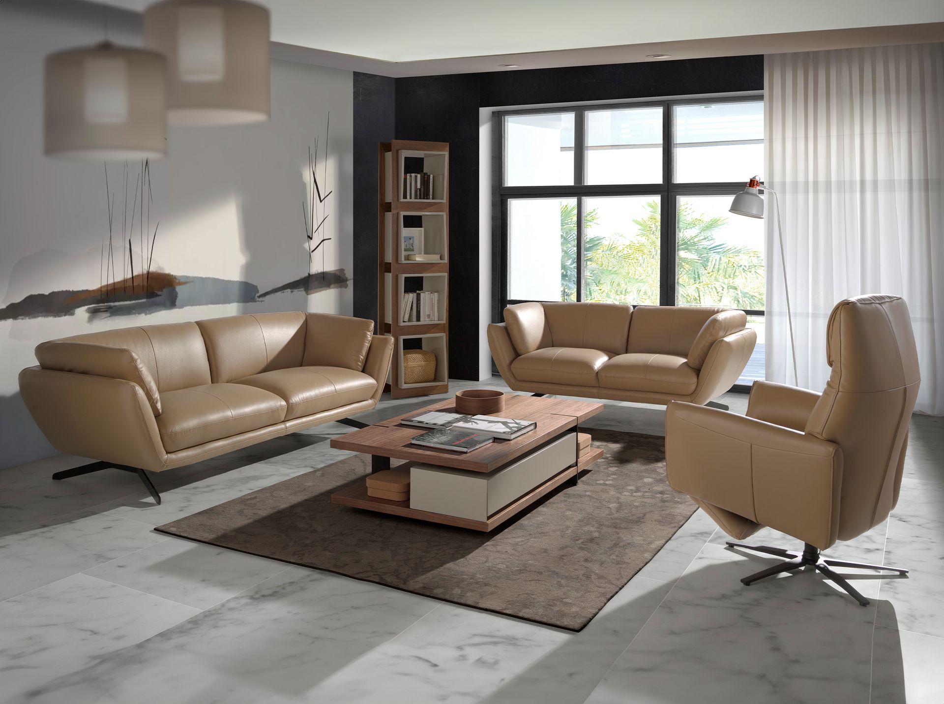 Leather swivel relax armchair arena
