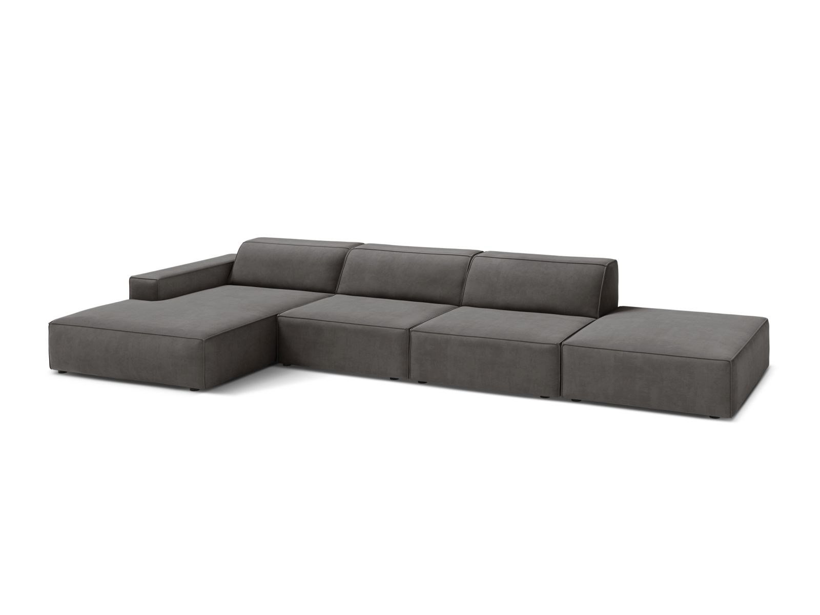 Velvet Modular Left Corner Sofa, "Jodie", 5 Seats, 341x162x77