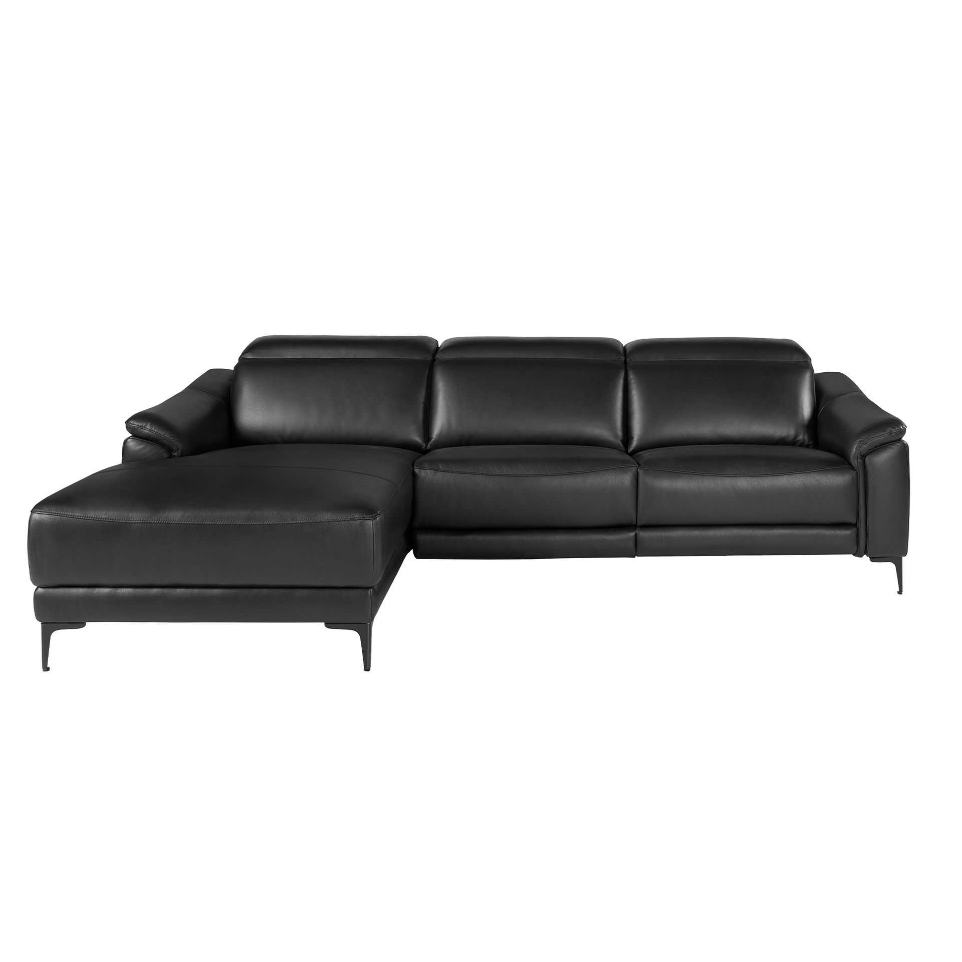 Left chaise longue relax sofa in black leather