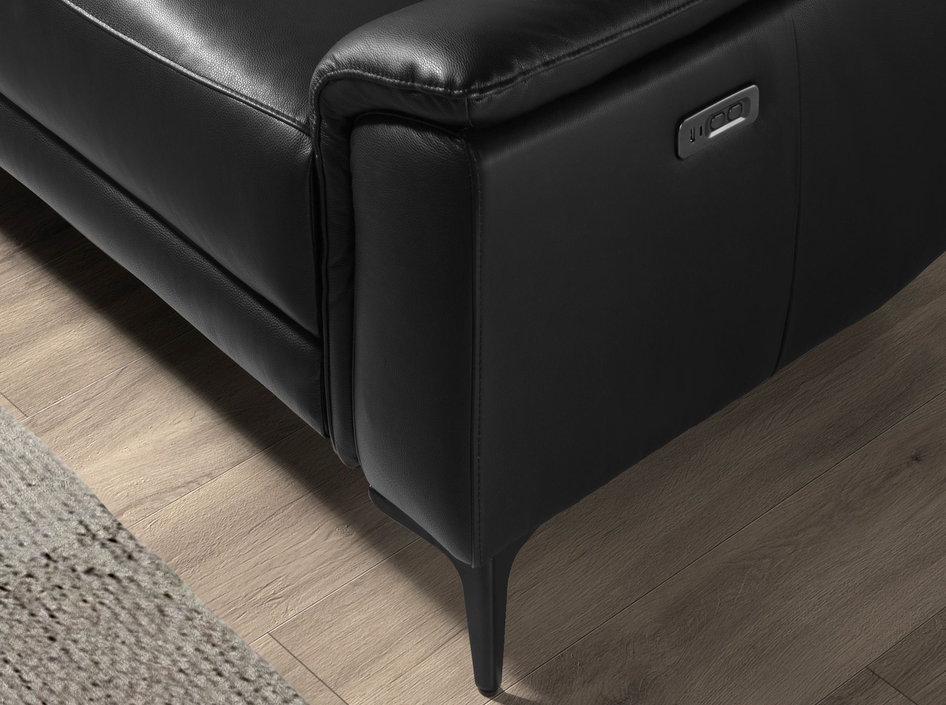 Left chaise longue relax sofa in black leather