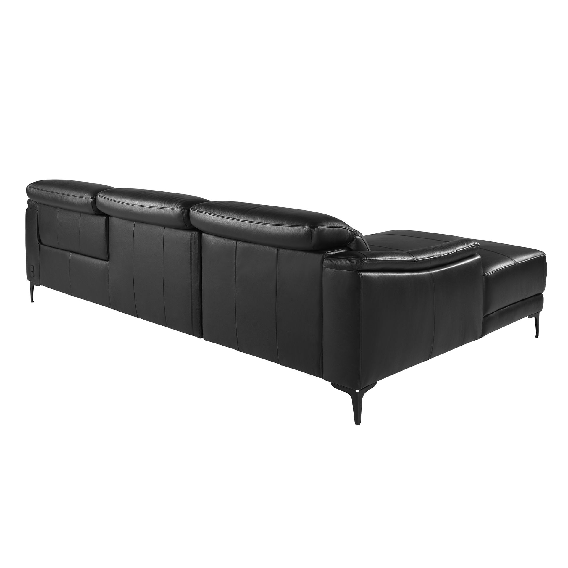 Left chaise longue relax sofa in black leather