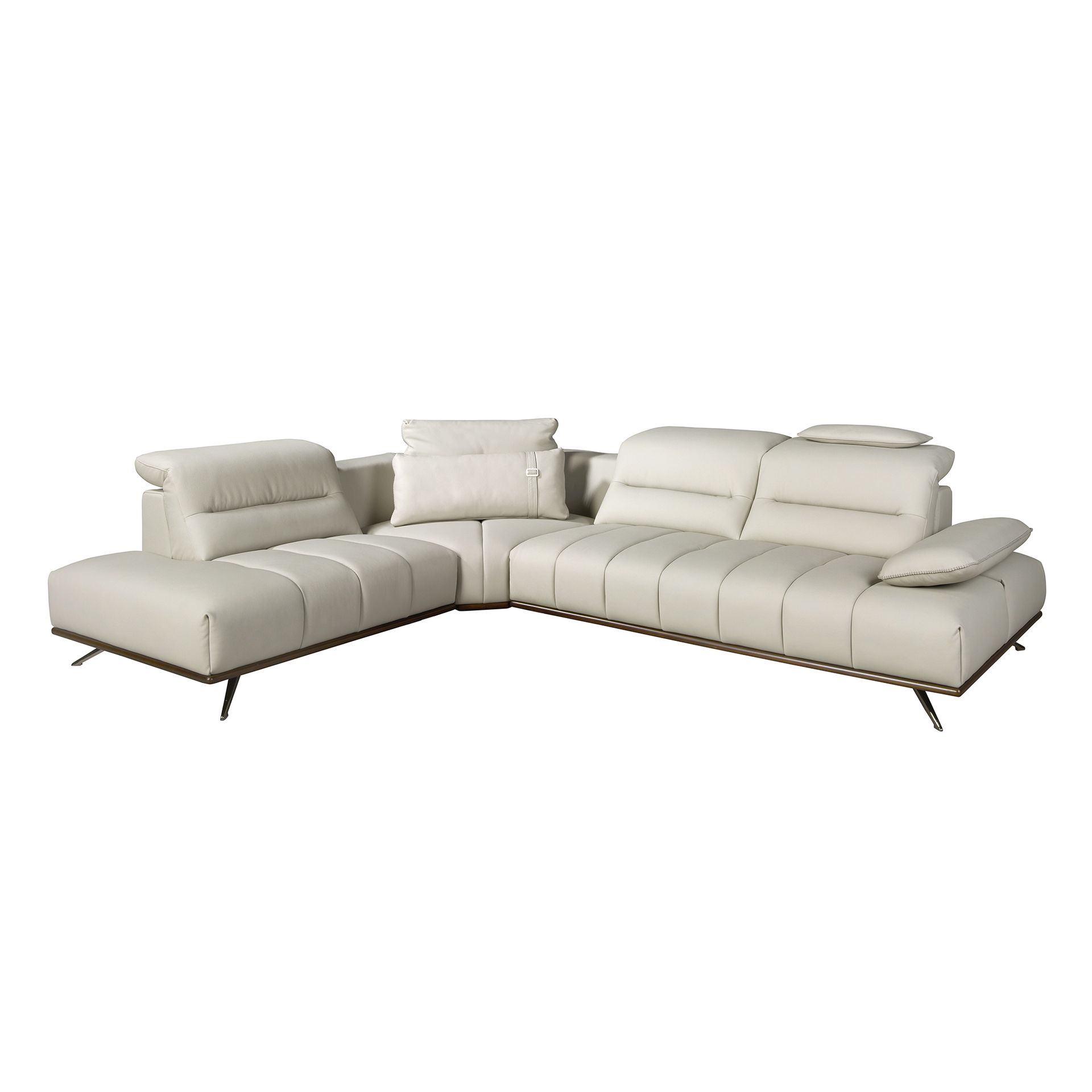 Left chaise longue relax sofa in light grey leather