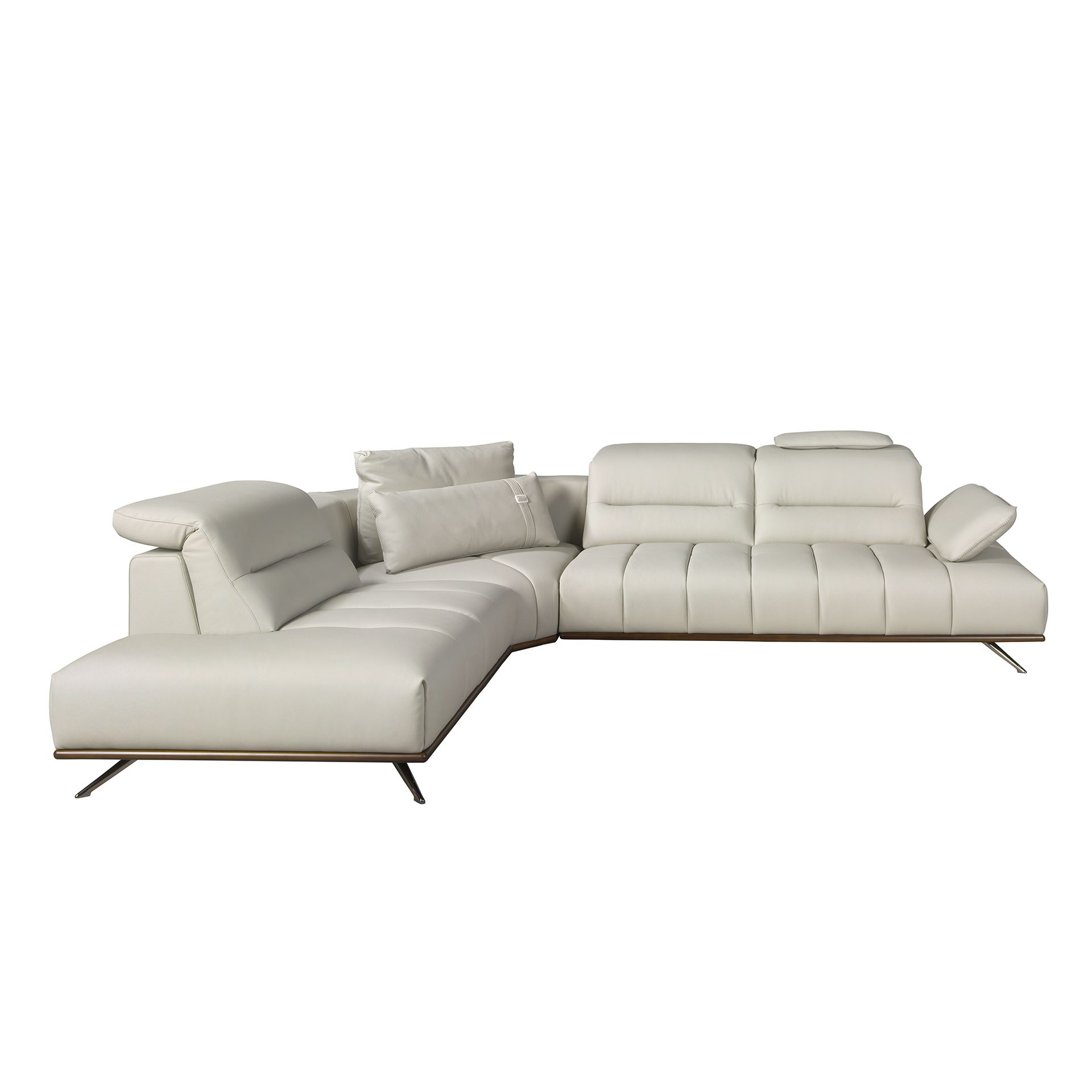 Left chaise longue relax sofa in light grey leather