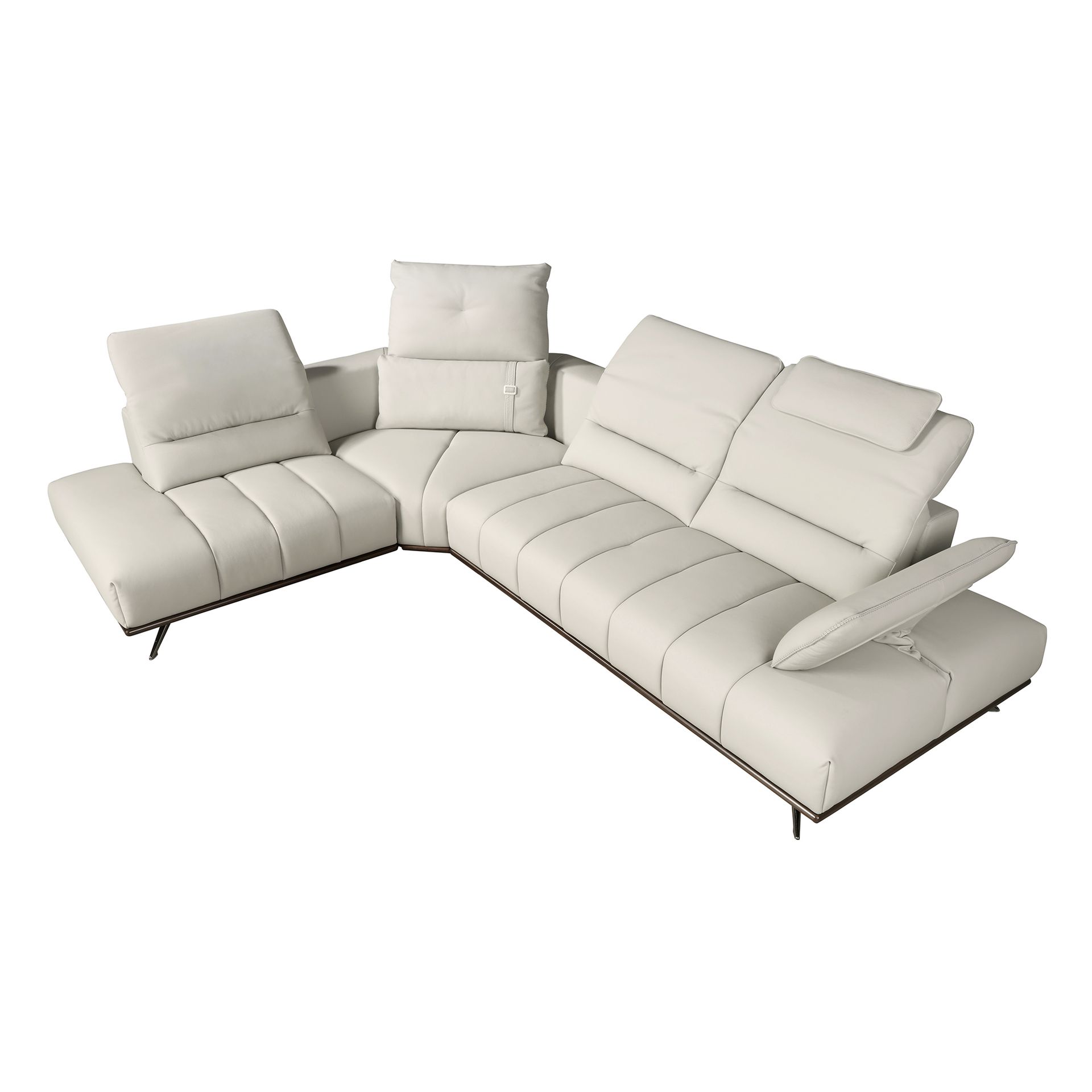 Left chaise longue relax sofa in light grey leather