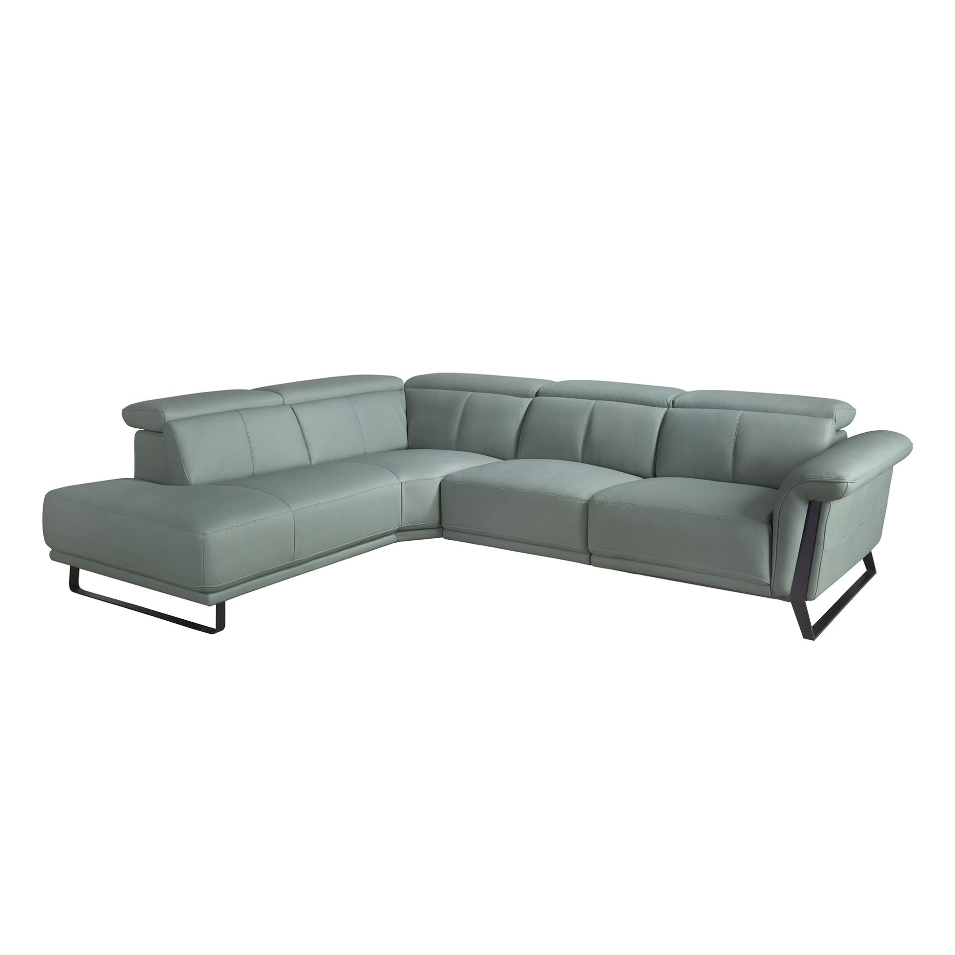 Left chaise longue relax sofa in turquoise green leather