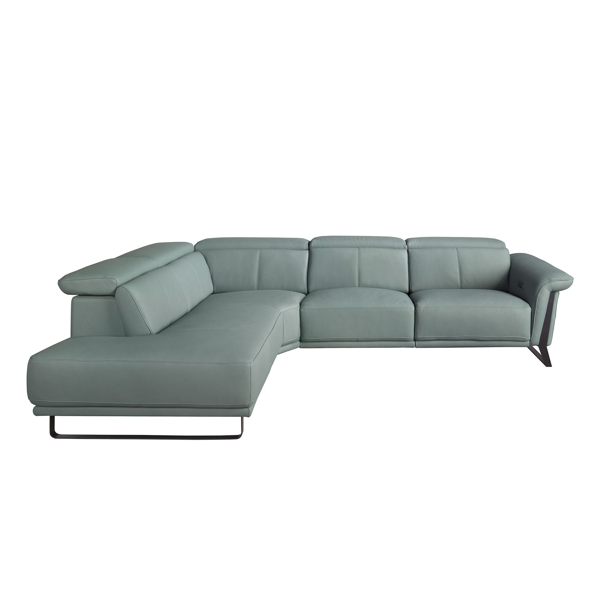 Left chaise longue relax sofa in turquoise green leather
