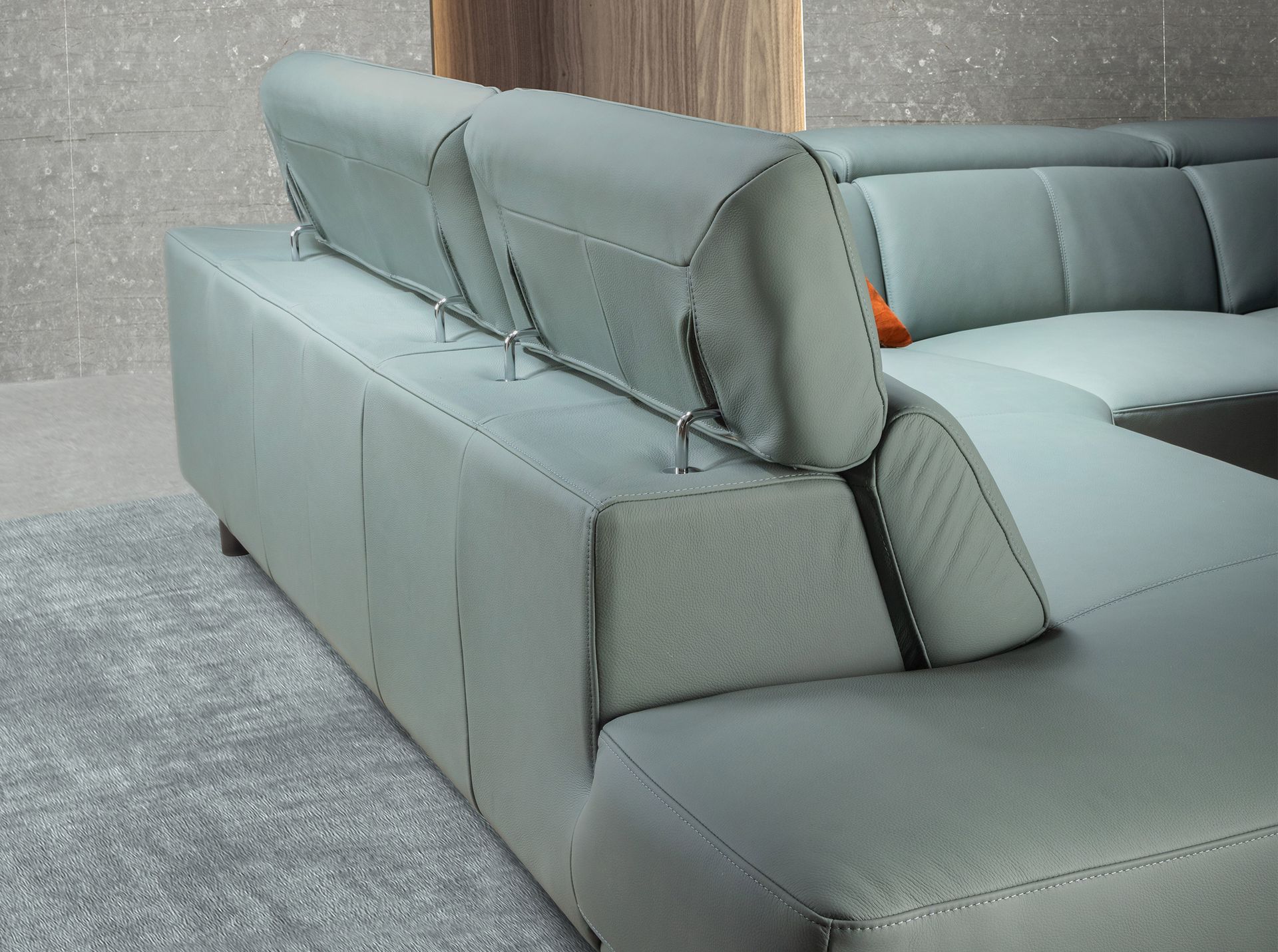 Left chaise longue relax sofa in turquoise green leather