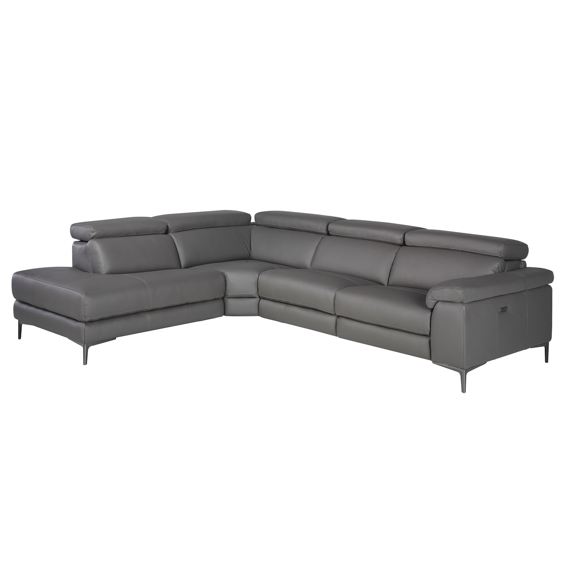 Left chaise longue relaxation sofa in dark grey leather