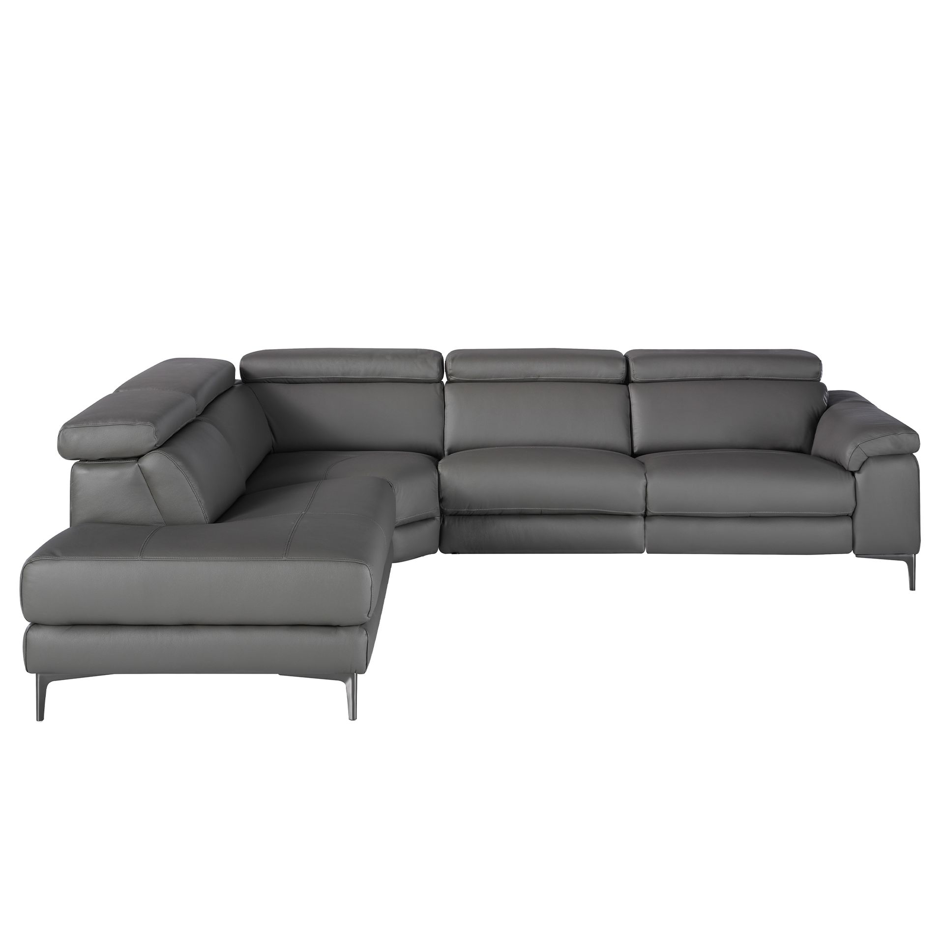 Left chaise longue relaxation sofa in dark grey leather
