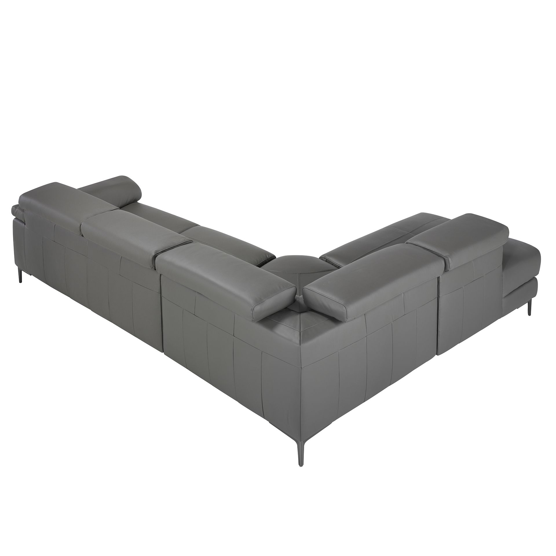 Left chaise longue relaxation sofa in dark grey leather