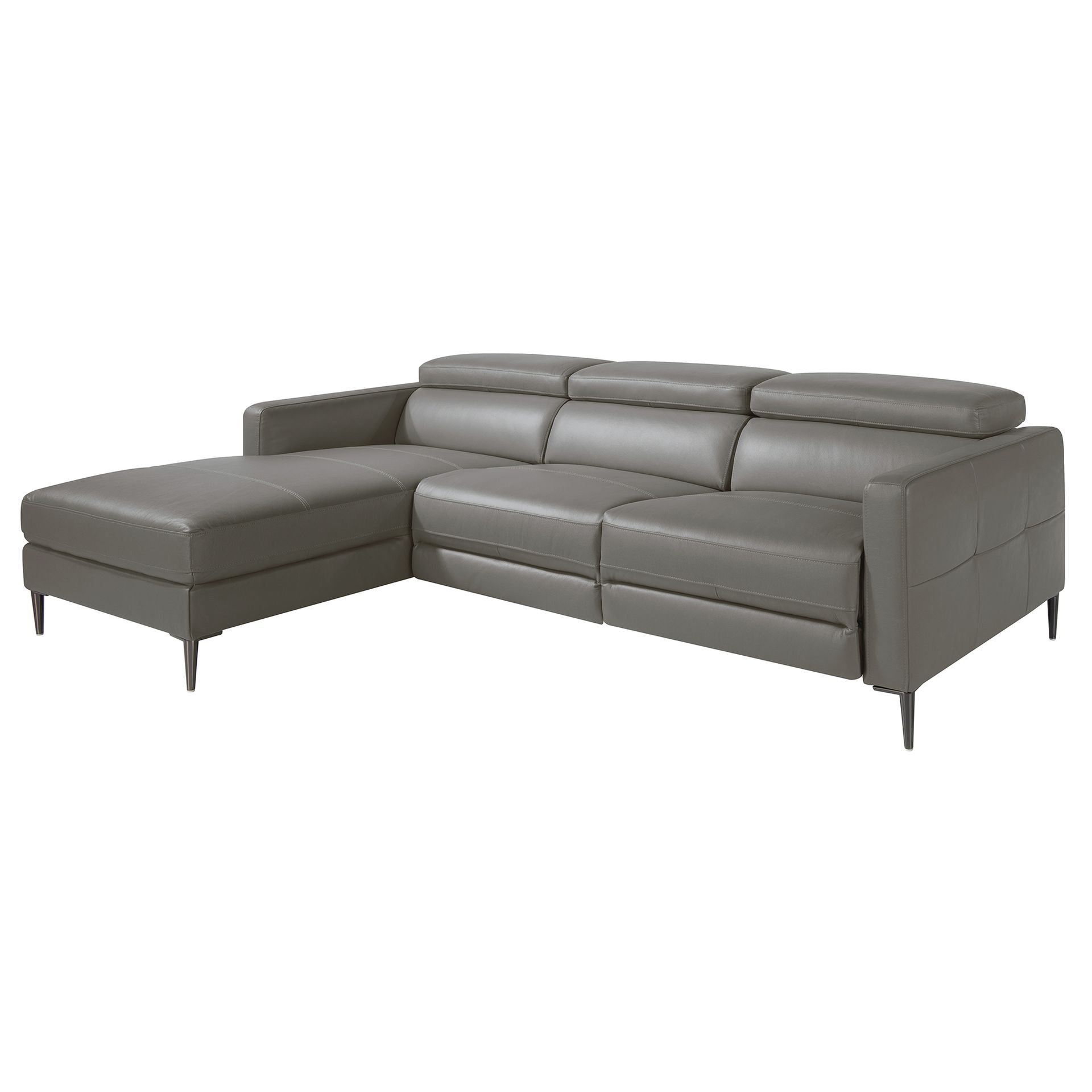 Left chaise longue relaxation sofa in dark grey leather