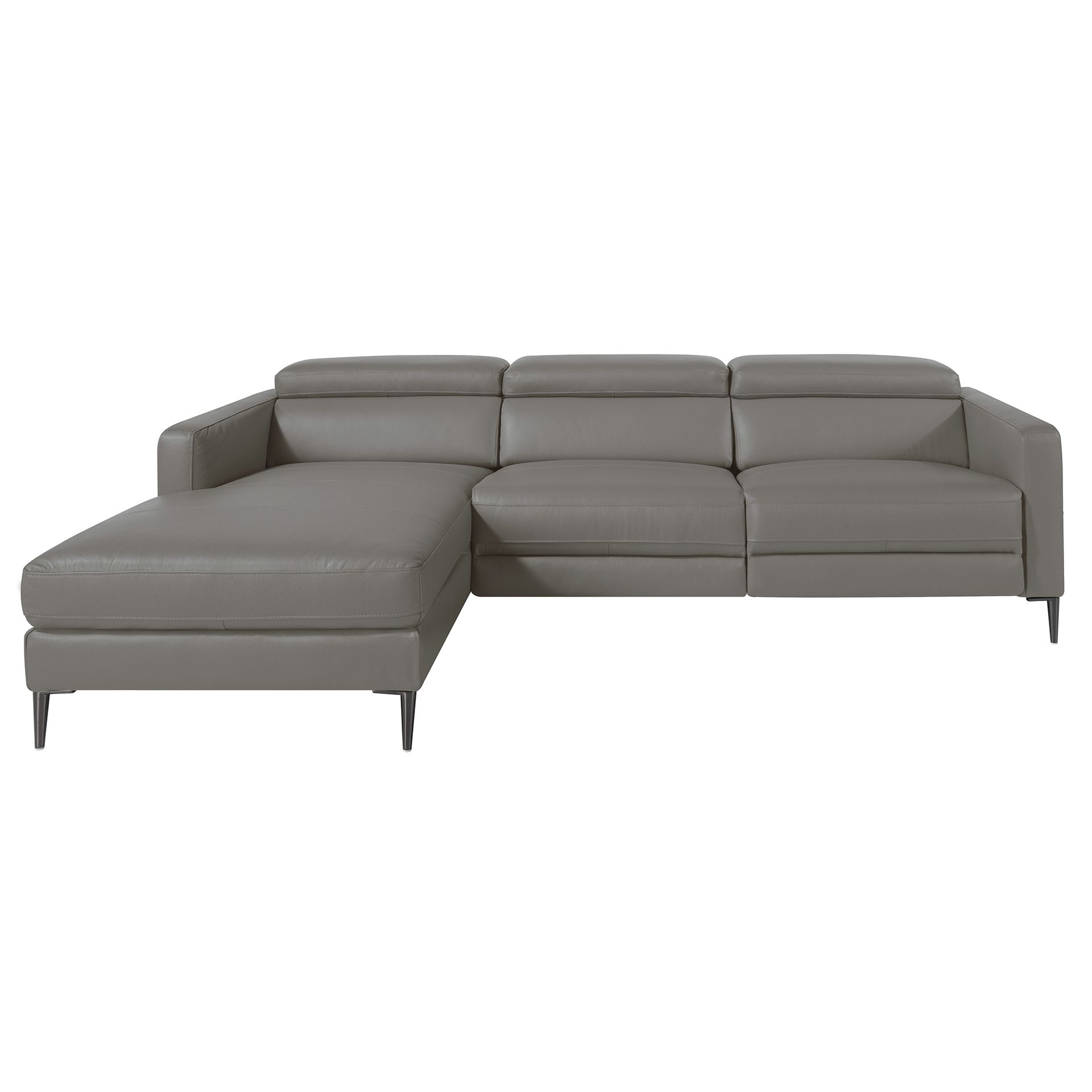 Left chaise longue relaxation sofa in dark grey leather