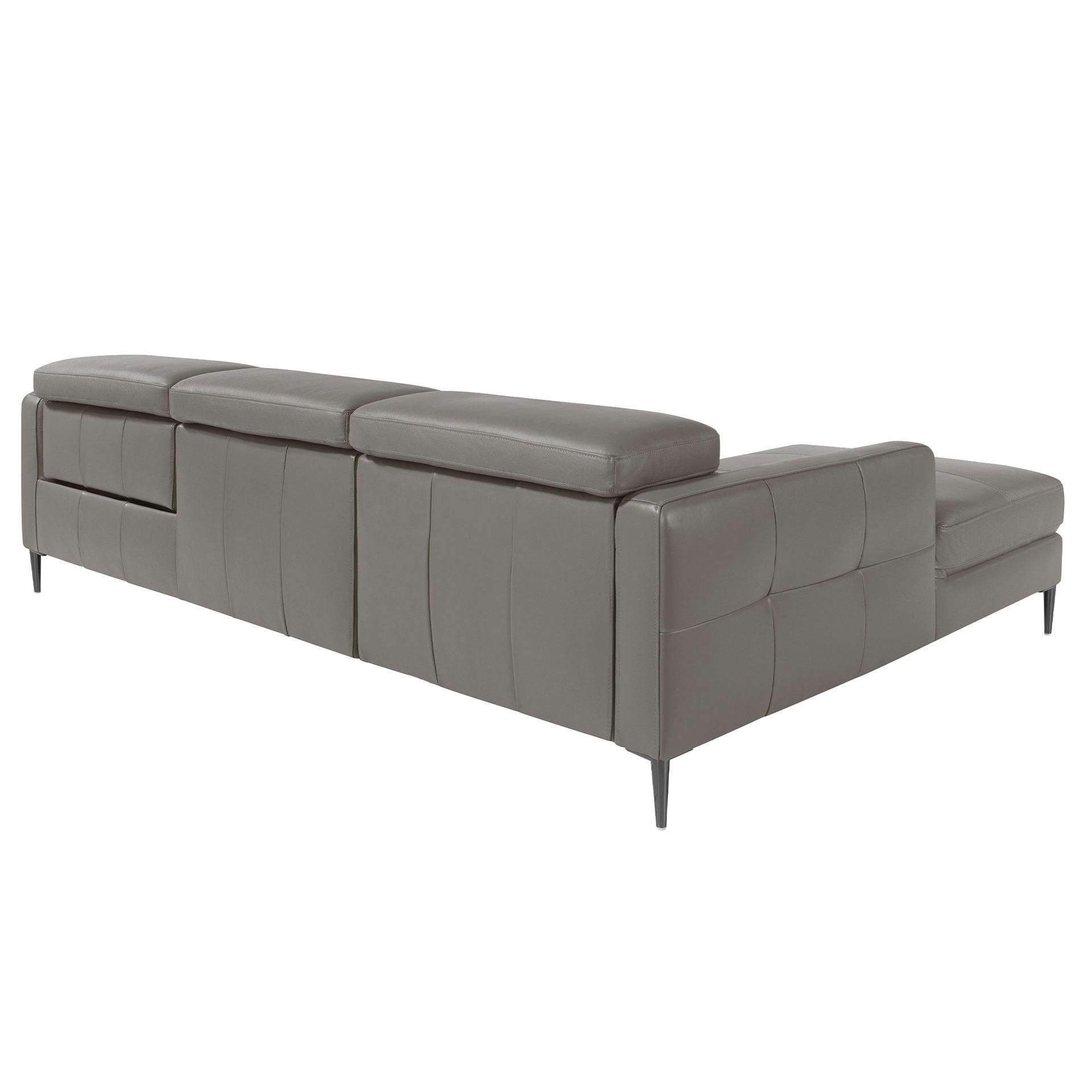 Left chaise longue relaxation sofa in dark grey leather